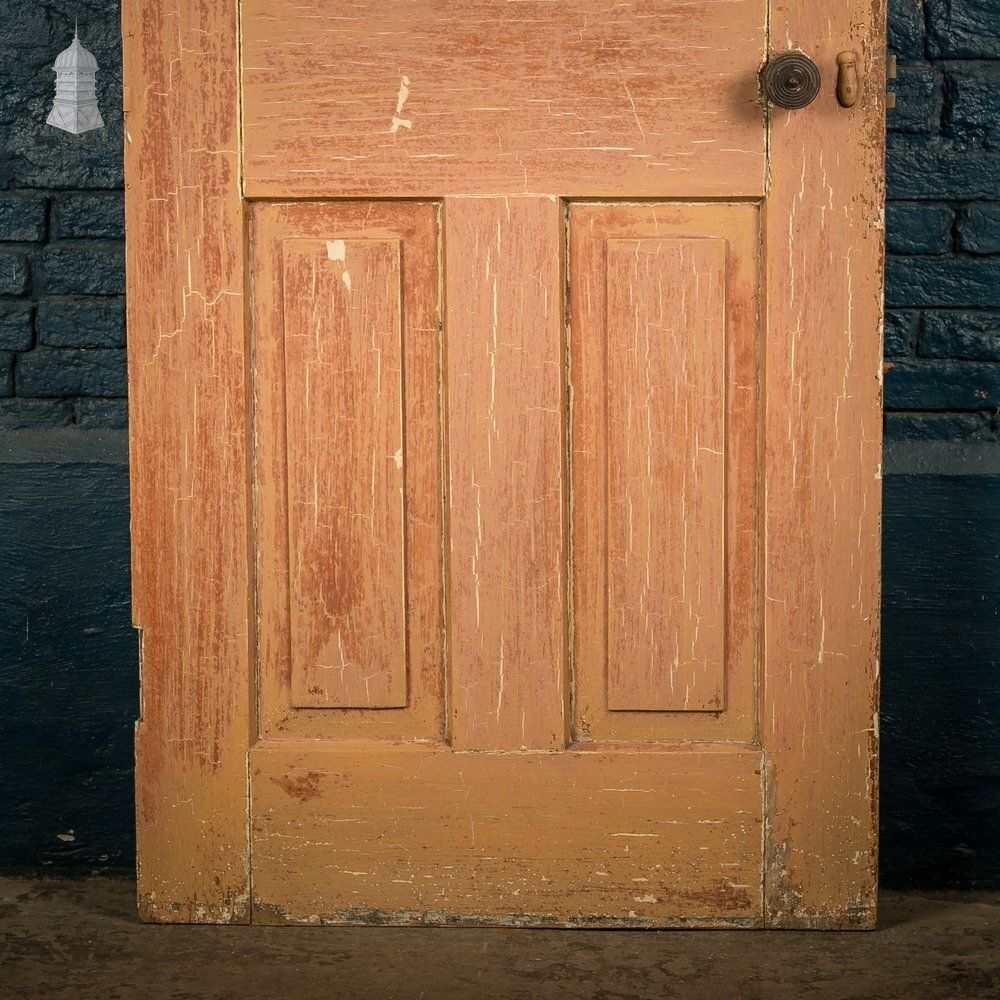 Moulded 4 Panel Door – Faux Wood Grain & Distressed White Finish, Honey Pot Handles photo Home Fixtures