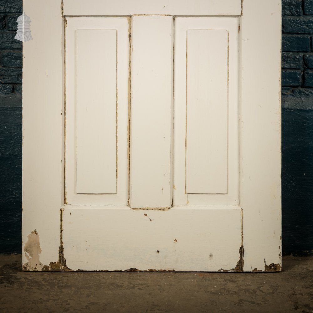 240.0 Moulded 4 Panel Door – Faux Wood Grain & Distressed White Finish, Honey Pot Handles photo