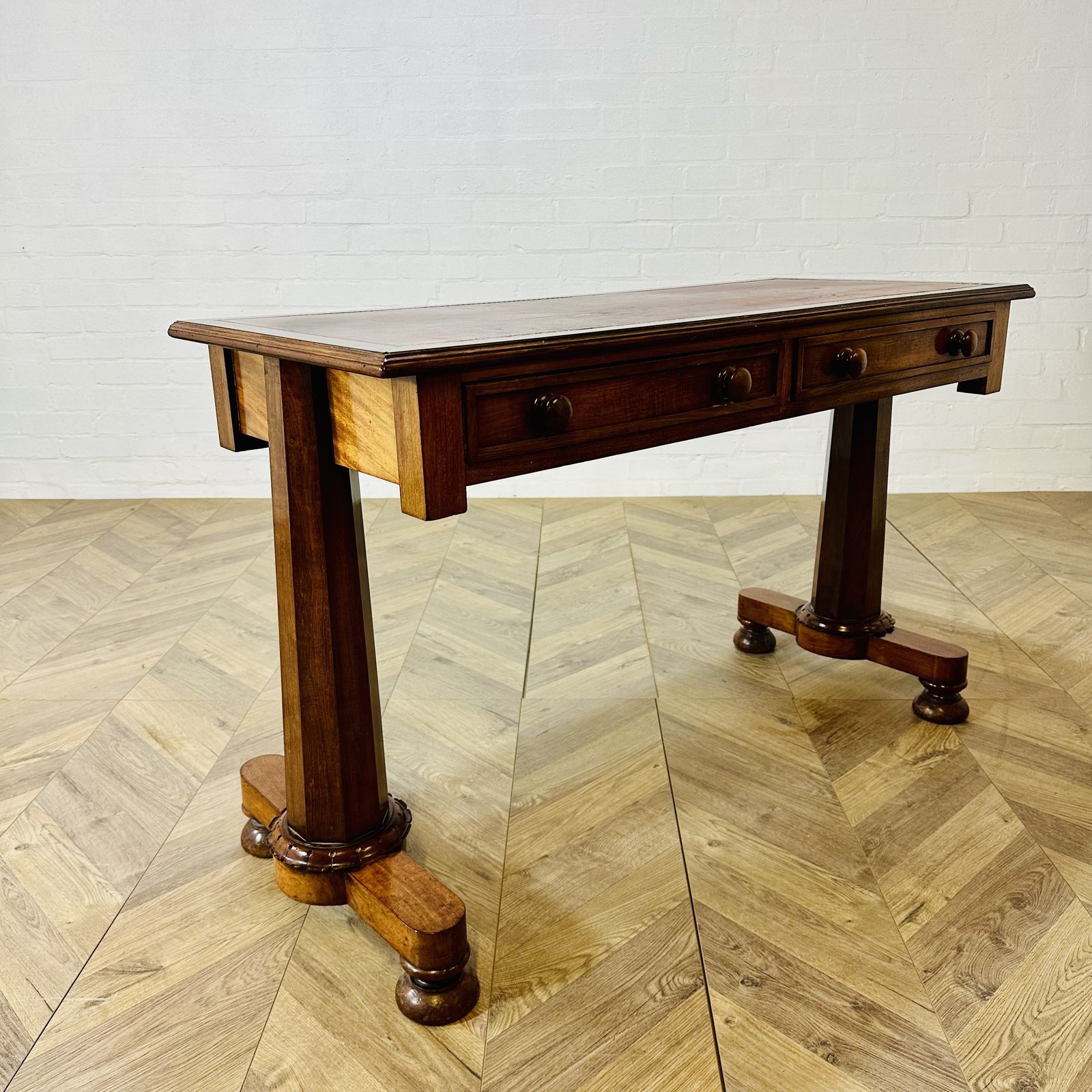 Antique English William IV Mahogany Library Table, Leather Top, 1830s photo buy
