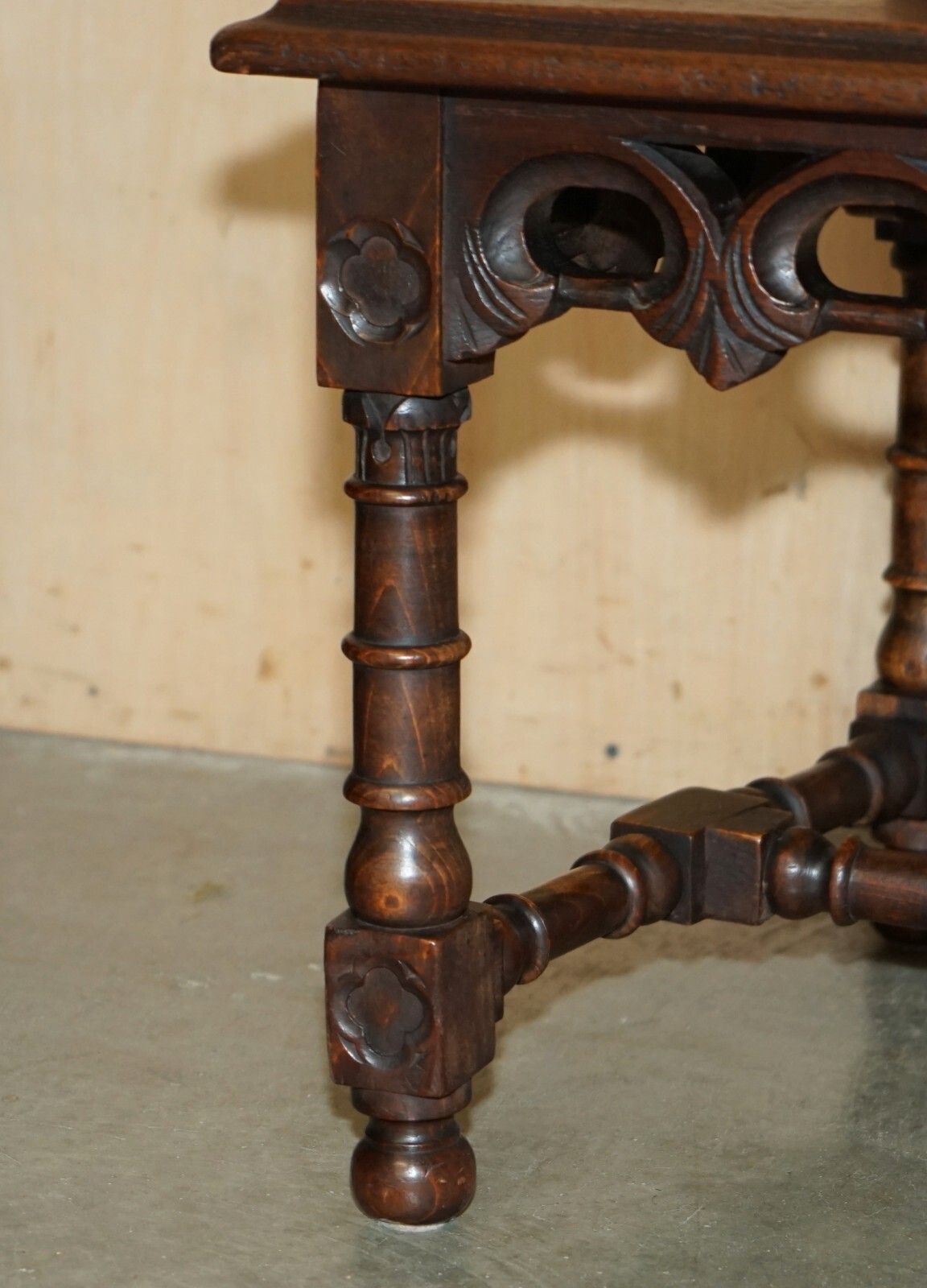 photo for sale Six Original Victorian Circa 1880 Steeple Back Gothic Arch Oak Dining Chairs 6