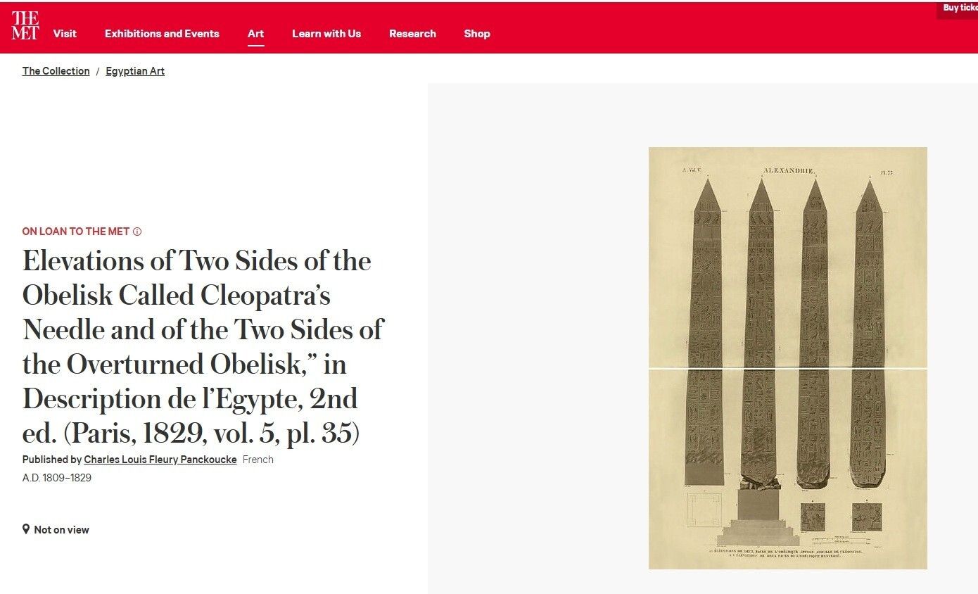 Antique Original Gran Tour Paris 1829 Vol 5 Pl.35 Print Of Cleopatra'S Needle photo furniture