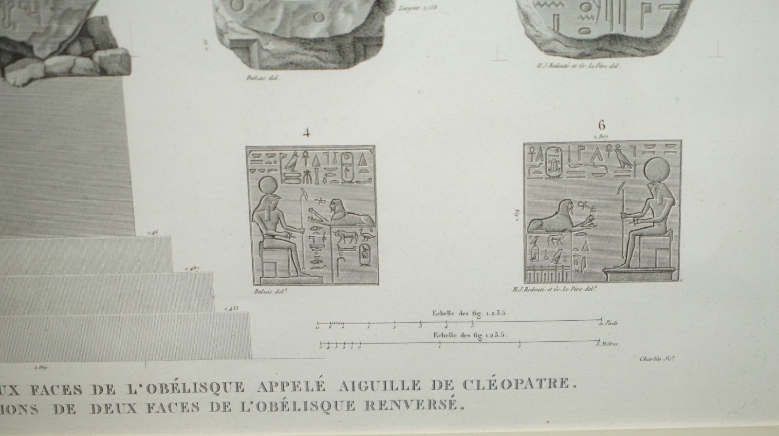 950.0 Antique Original Gran Tour Paris 1829 Vol 5 Pl.35 Print Of Cleopatra'S Needle photo