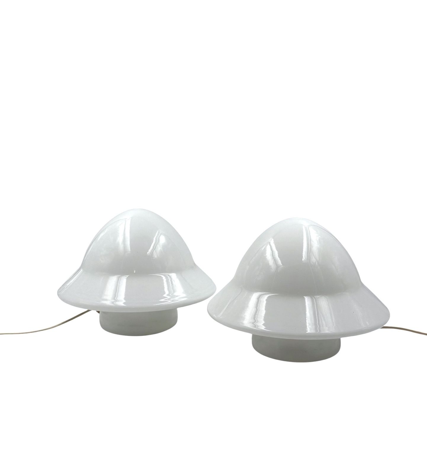 Space Age Set Of 2 Opaline Glass Table Lamps, Italy 1970s photo for sale