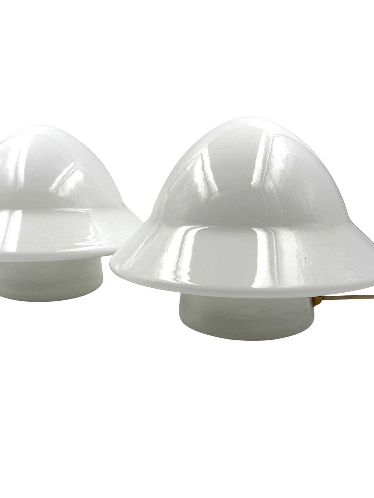 700.0 Space Age Set Of 2 Opaline Glass Table Lamps, Italy 1970s photo