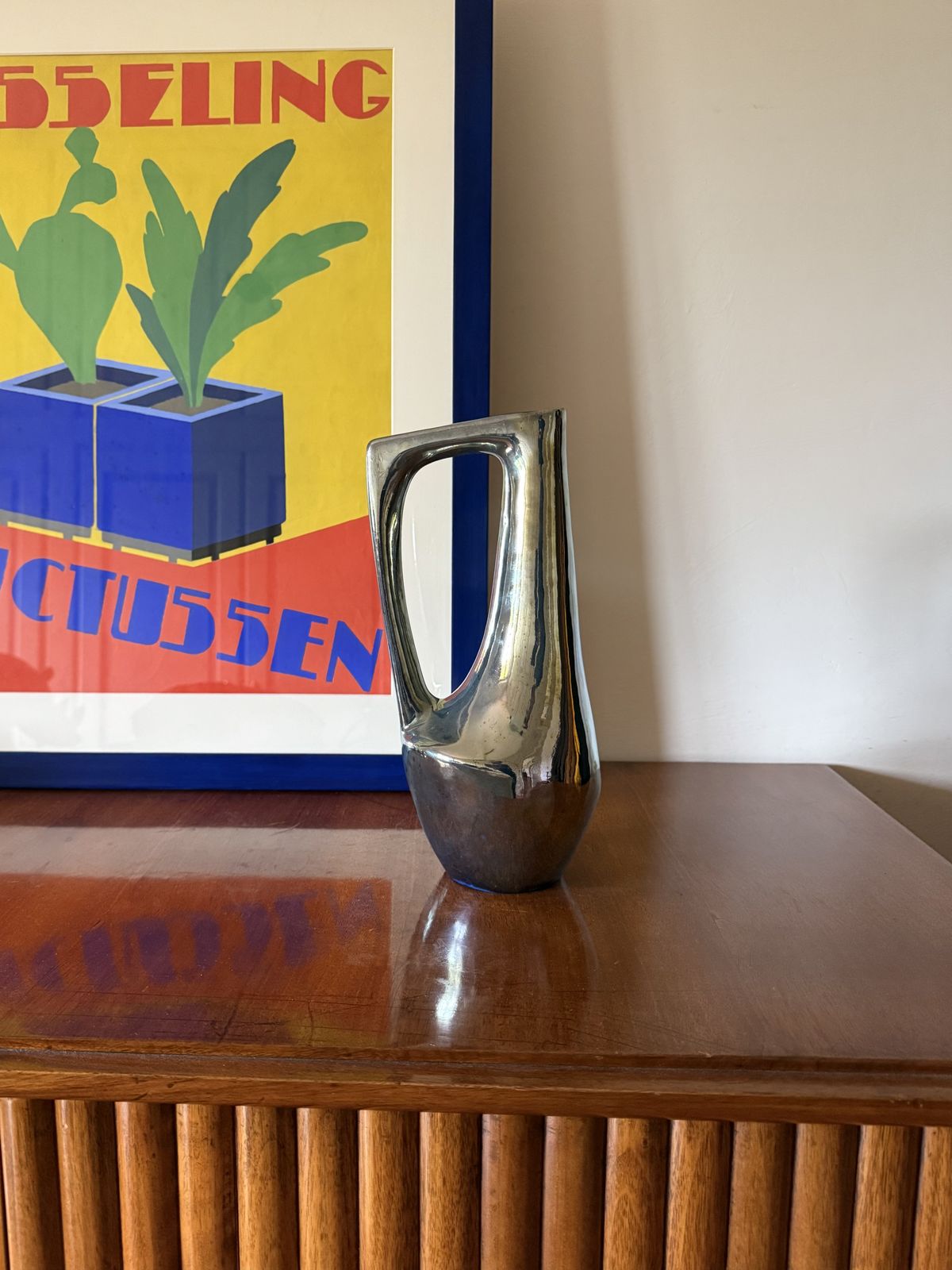 390.0 A. Cytère, Modern Iridescent Gres Vase, Rambervillers France 1950s photo