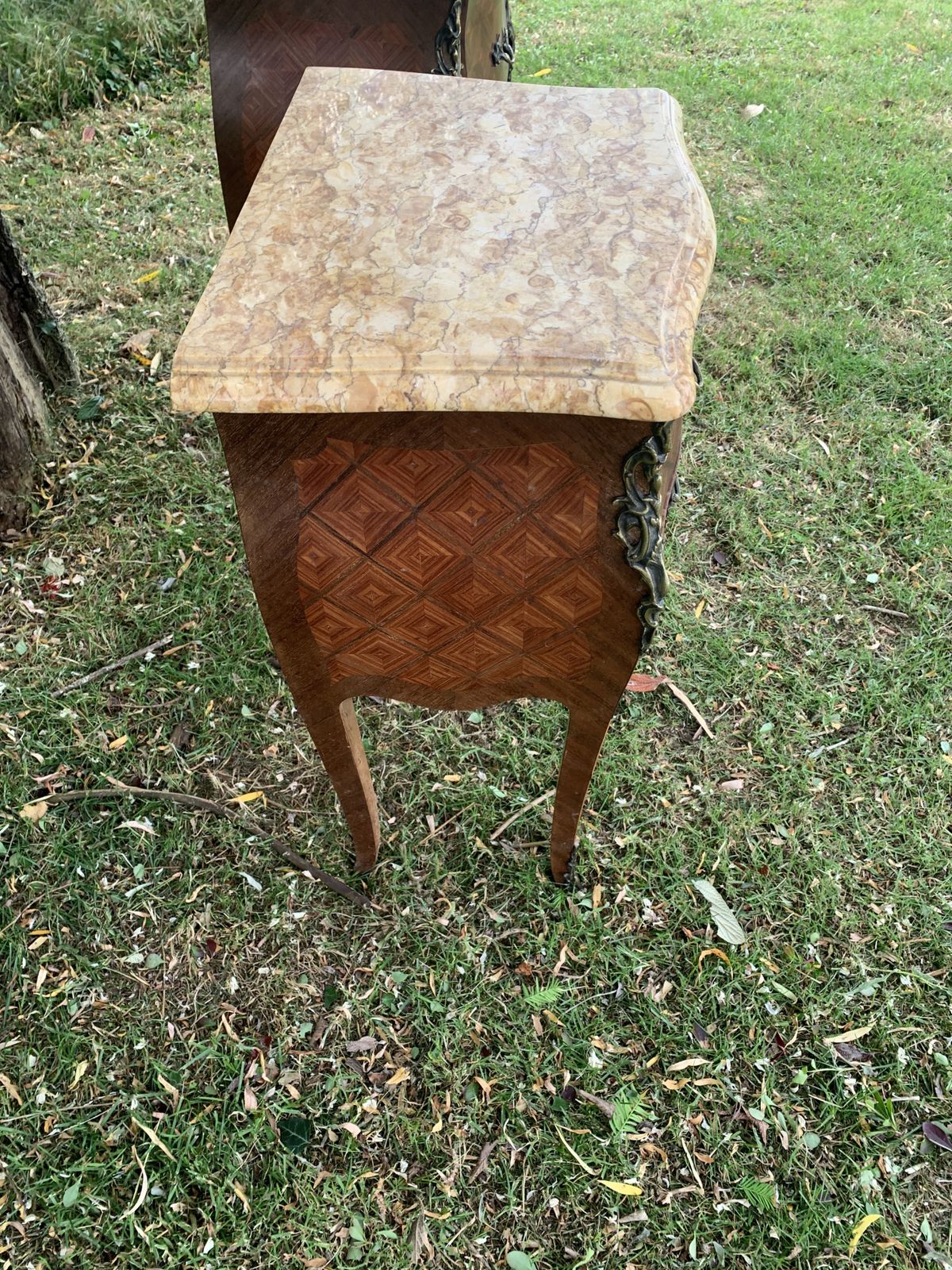 A Pair Of French Rosewood Bedside Tables photo vintage