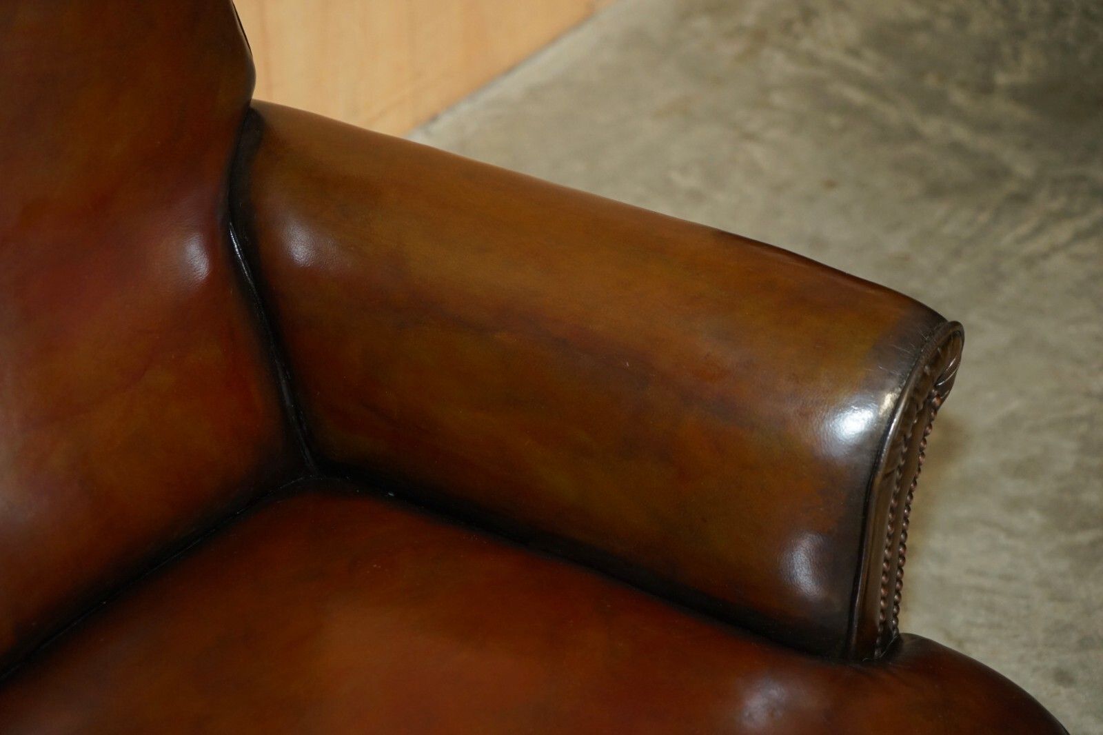Fully Restored Antique Circa 1920'S Art Deco Deep Brown Leather Club Armchair photo vinterior