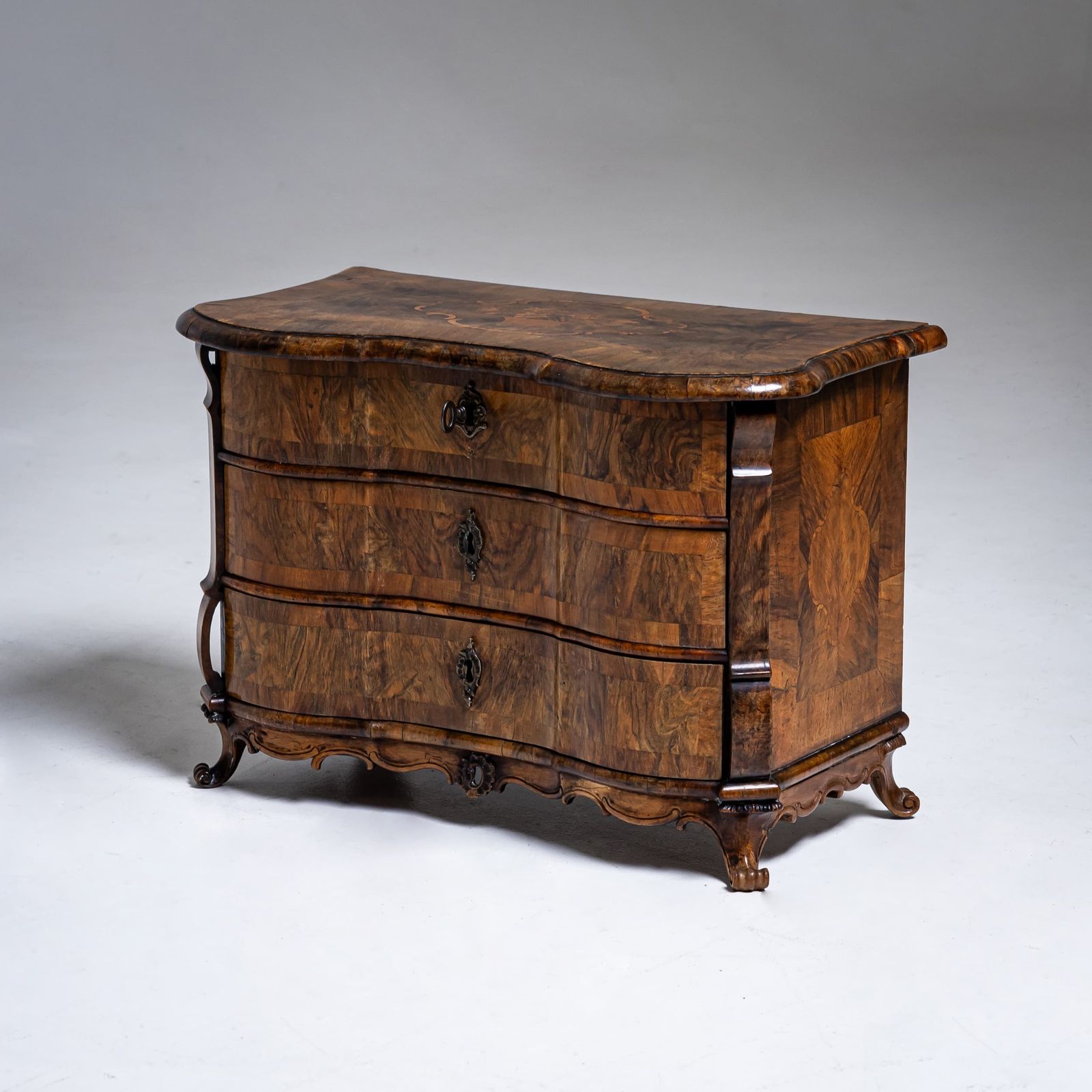 Baroque Miniature Chest Of Drawers In Walnut, Mid 18th Century photo vintage