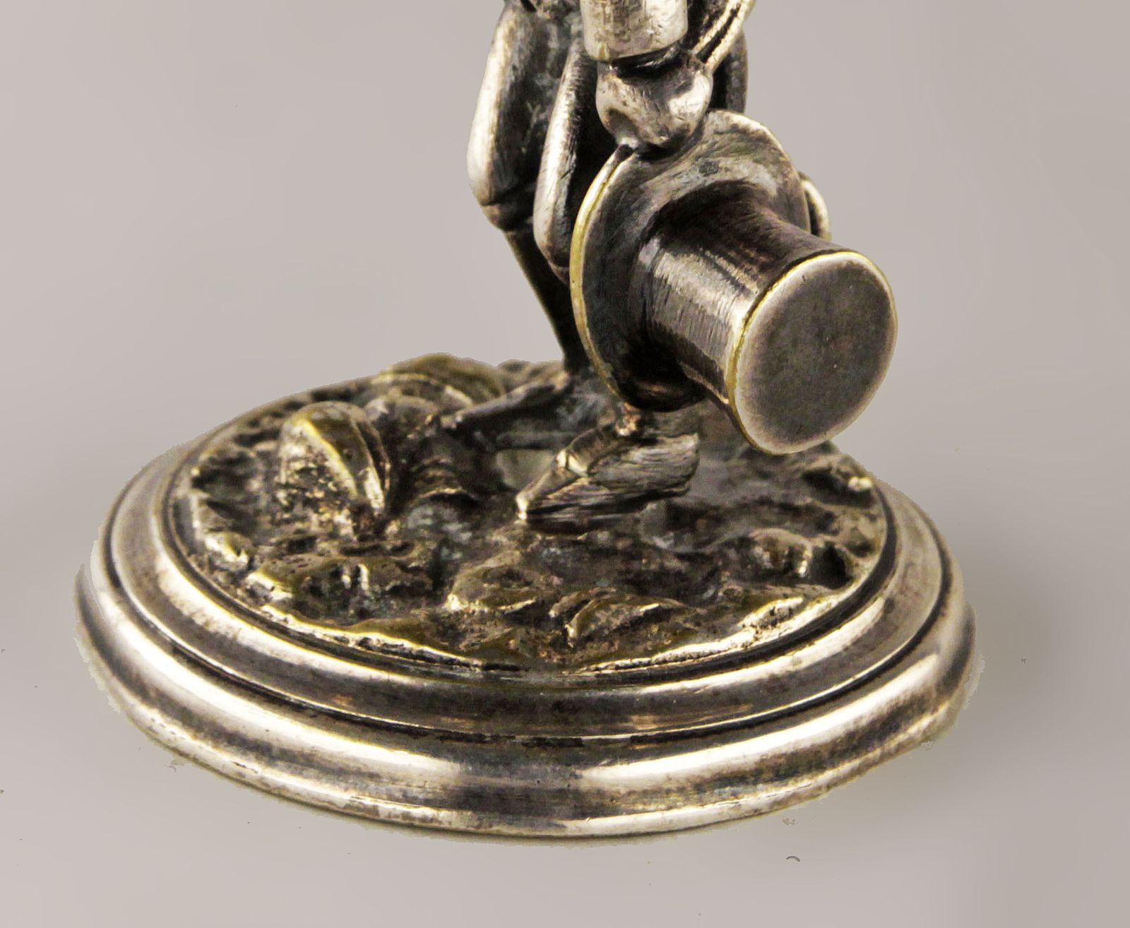 Silvered Bronze Toothpick Holder Of Dressed Monkey With Umbrella And Top Hat photo buy