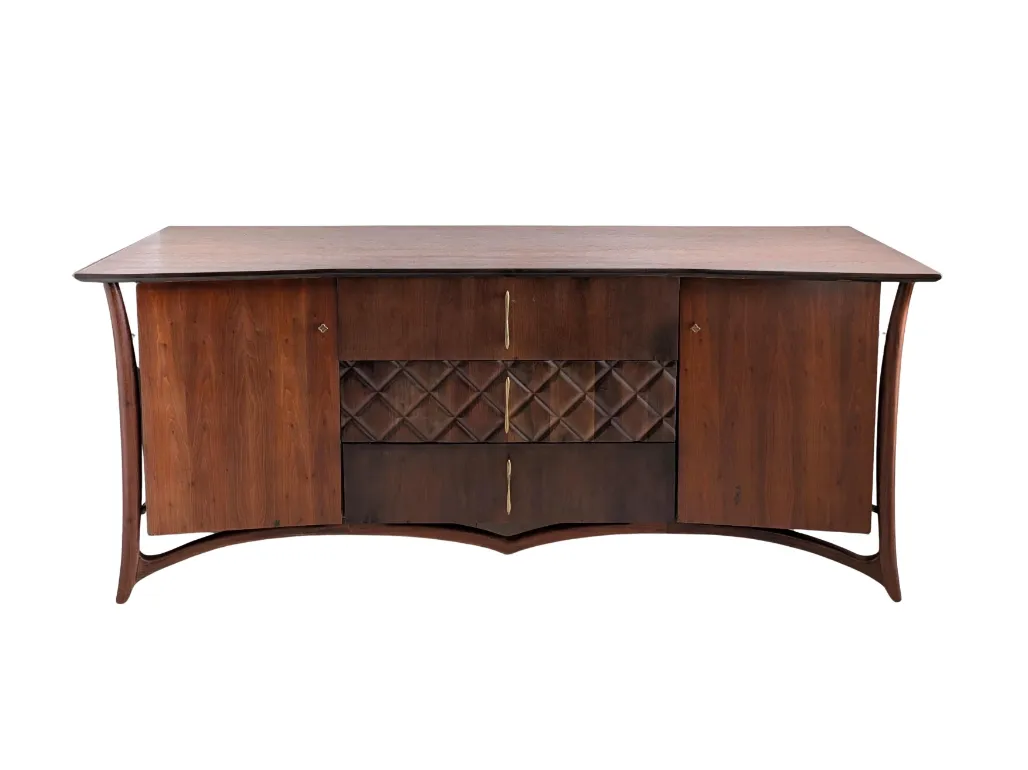 Sculptural Vintage Danish Mid Century Walnut Sideboard By Piet Hein, 1960s