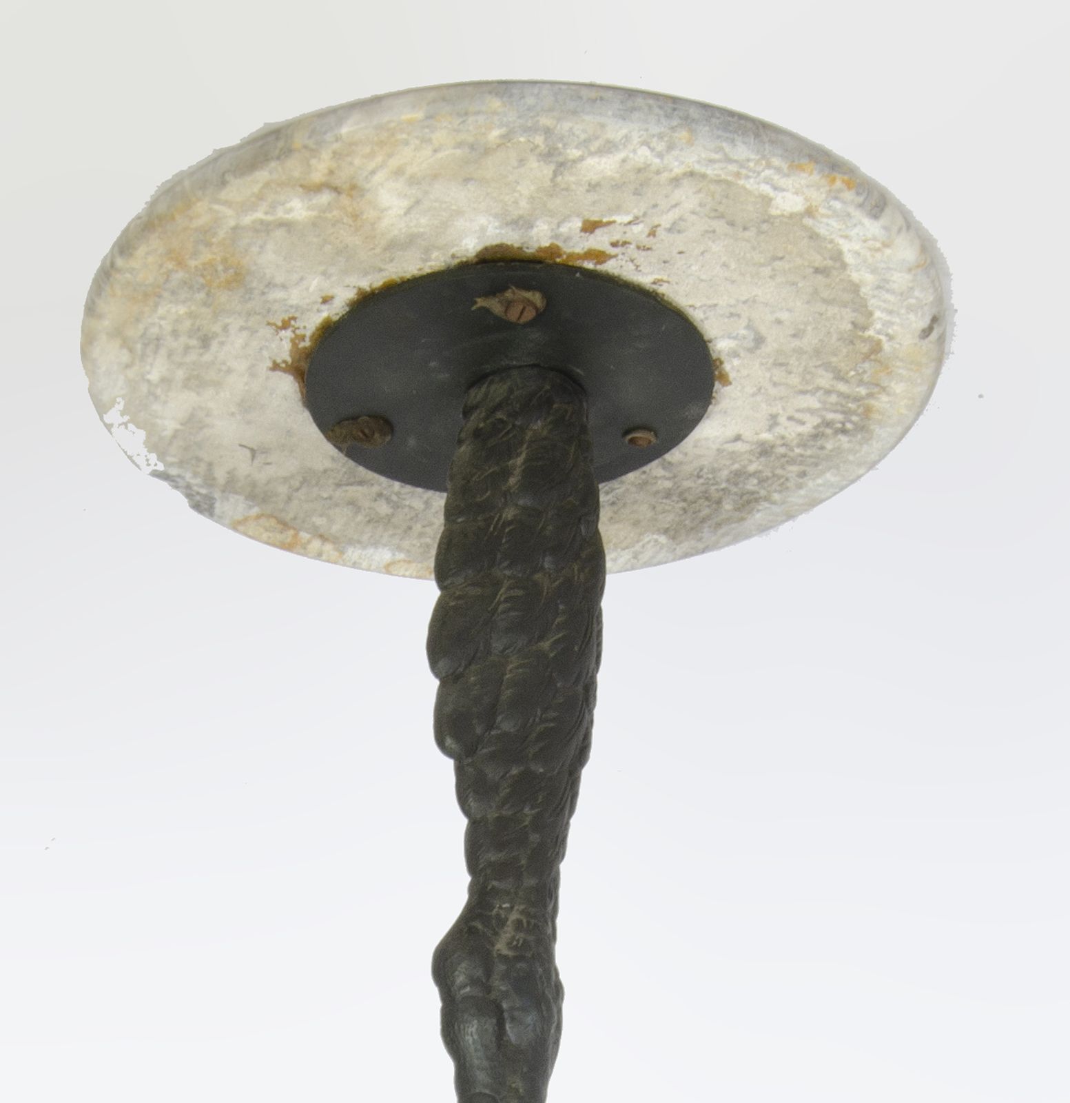 Early 20th Century Art Nouveau French Black Patinated Bronze And Marble Circular Ostrich Leg Shaped Side Table photo buy