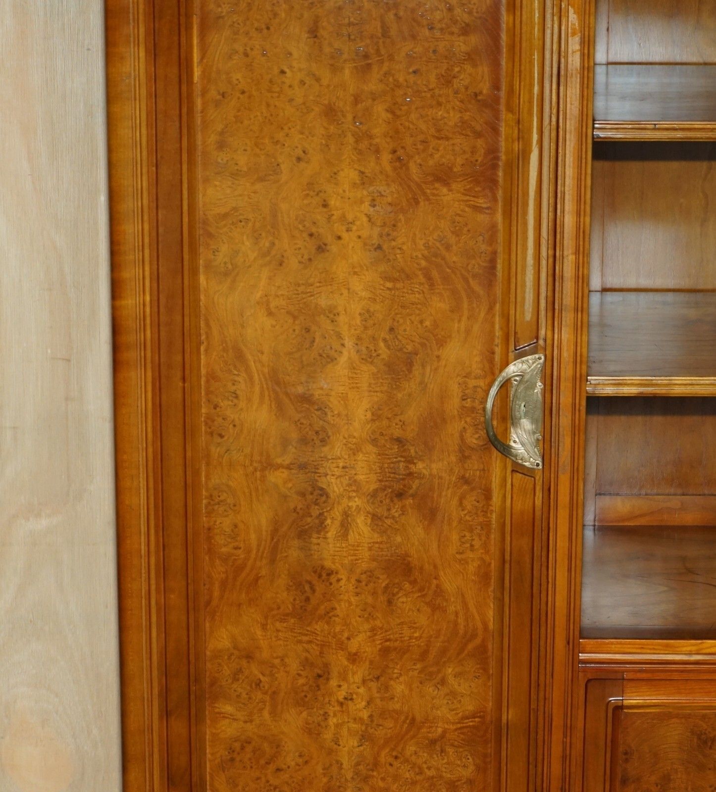 French Leon Jallot Art Nouveau Burr Walnut Bookcase Cabinet Cupboards Part Suite photo 9950.0