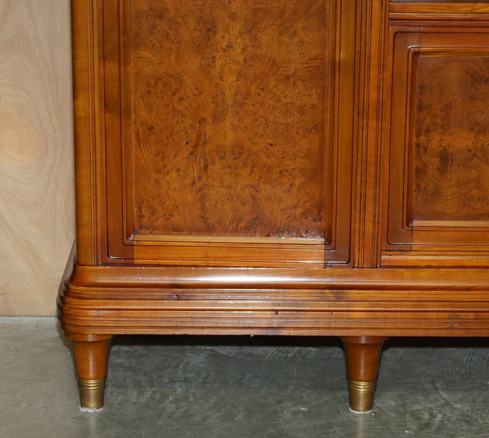 French Leon Jallot Art Nouveau Burr Walnut Bookcase Cabinet Cupboards Part Suite photo vinterior