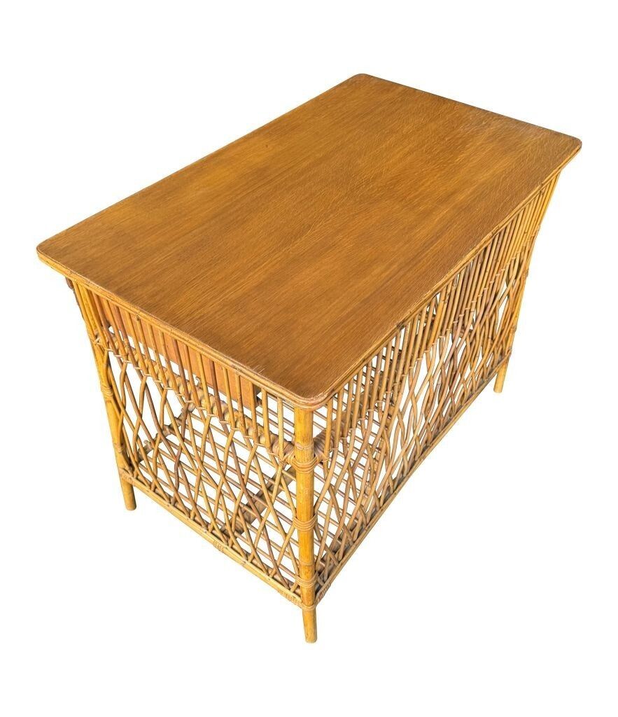 2150.0 A Lovely 1970s Italian Woven Bamboo, Two Drawer Desk By Bonacina photo