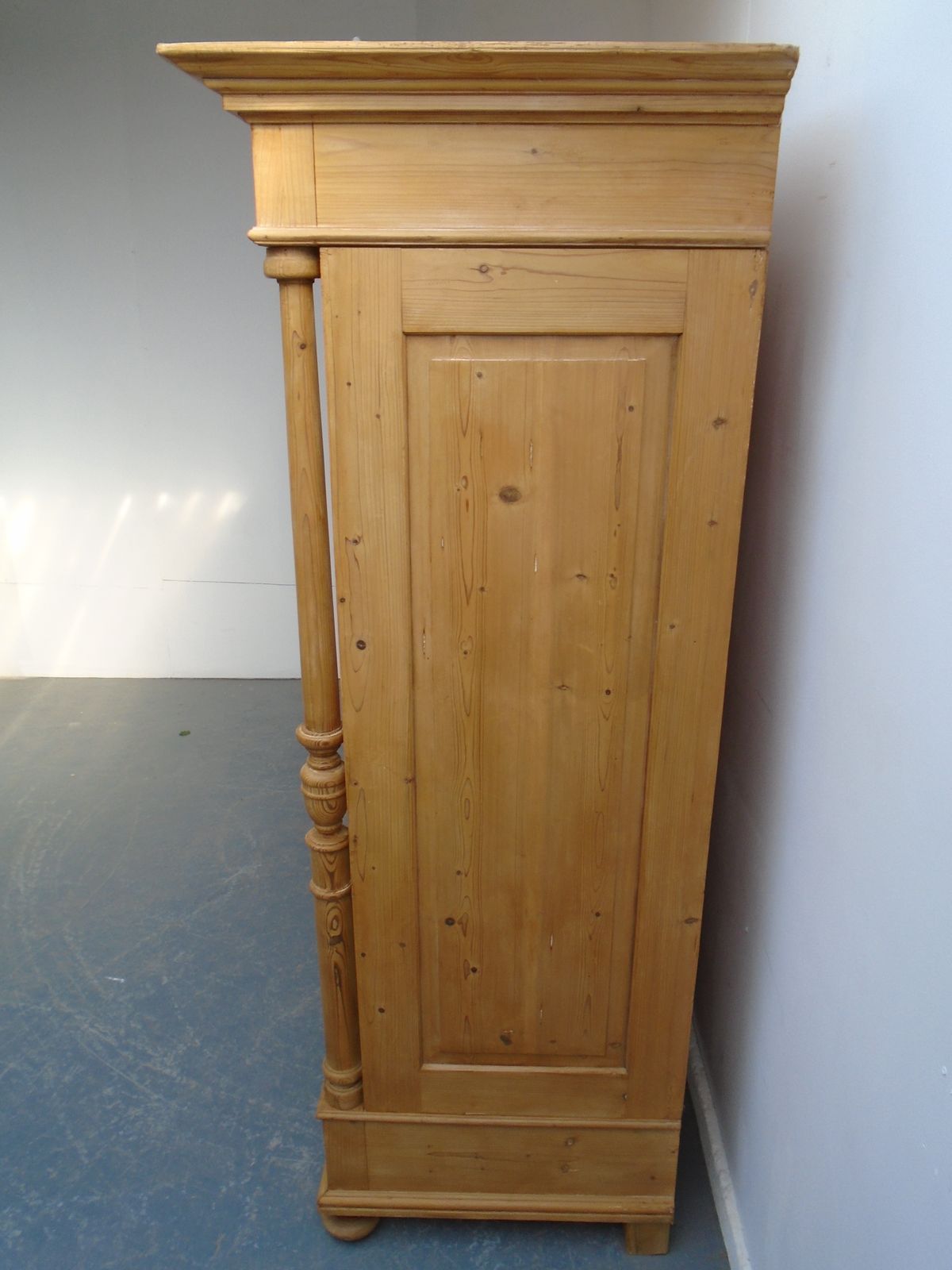 Furniture A Fantastic Large Columned Pine Waxed Victorian Knockdown Wardrobe photo