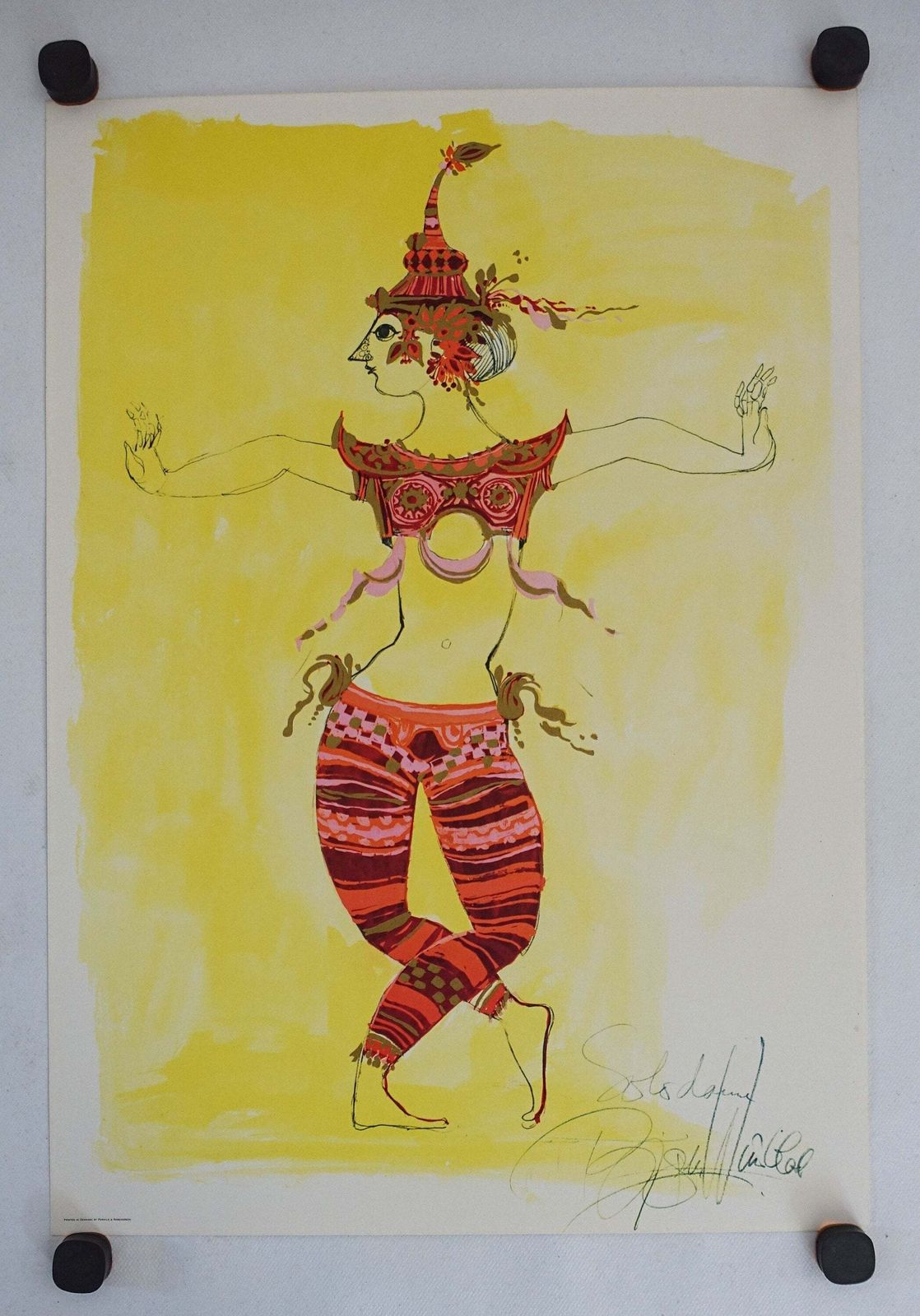 1968 Siamese Dancer By Bjørn Wiinblad I   Original Vintage Poster photo furniture