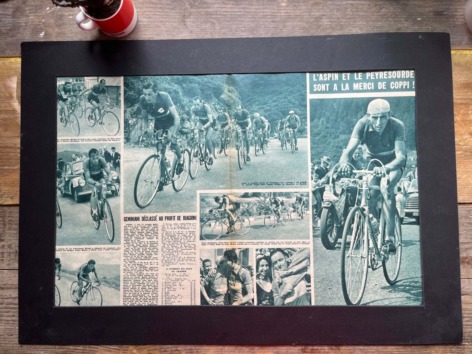 Vintage Cycling Print   Fausto Coppi Tour De France, C1951 photo 76.0