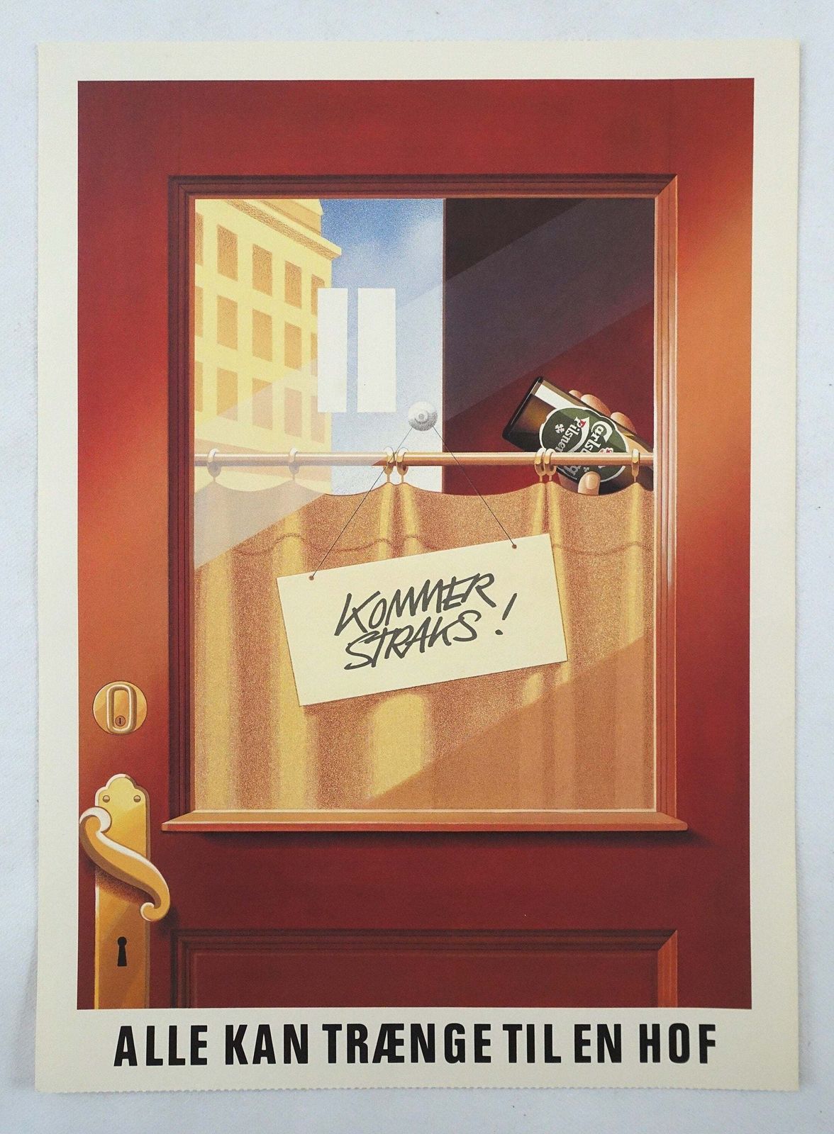 1980s Carlsberg Beer Ad By Joe Petagno (Closed Bar)   Original Vintage Poster photo furniture