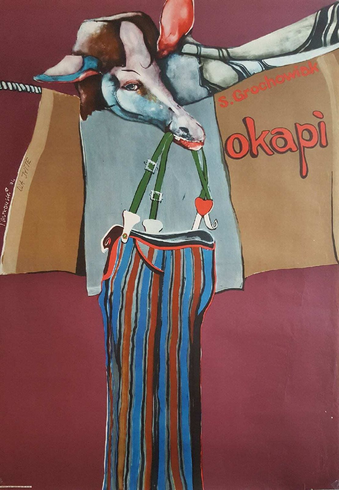 1974 Okapi Polish Theatre Poster   Original Vintage Poster