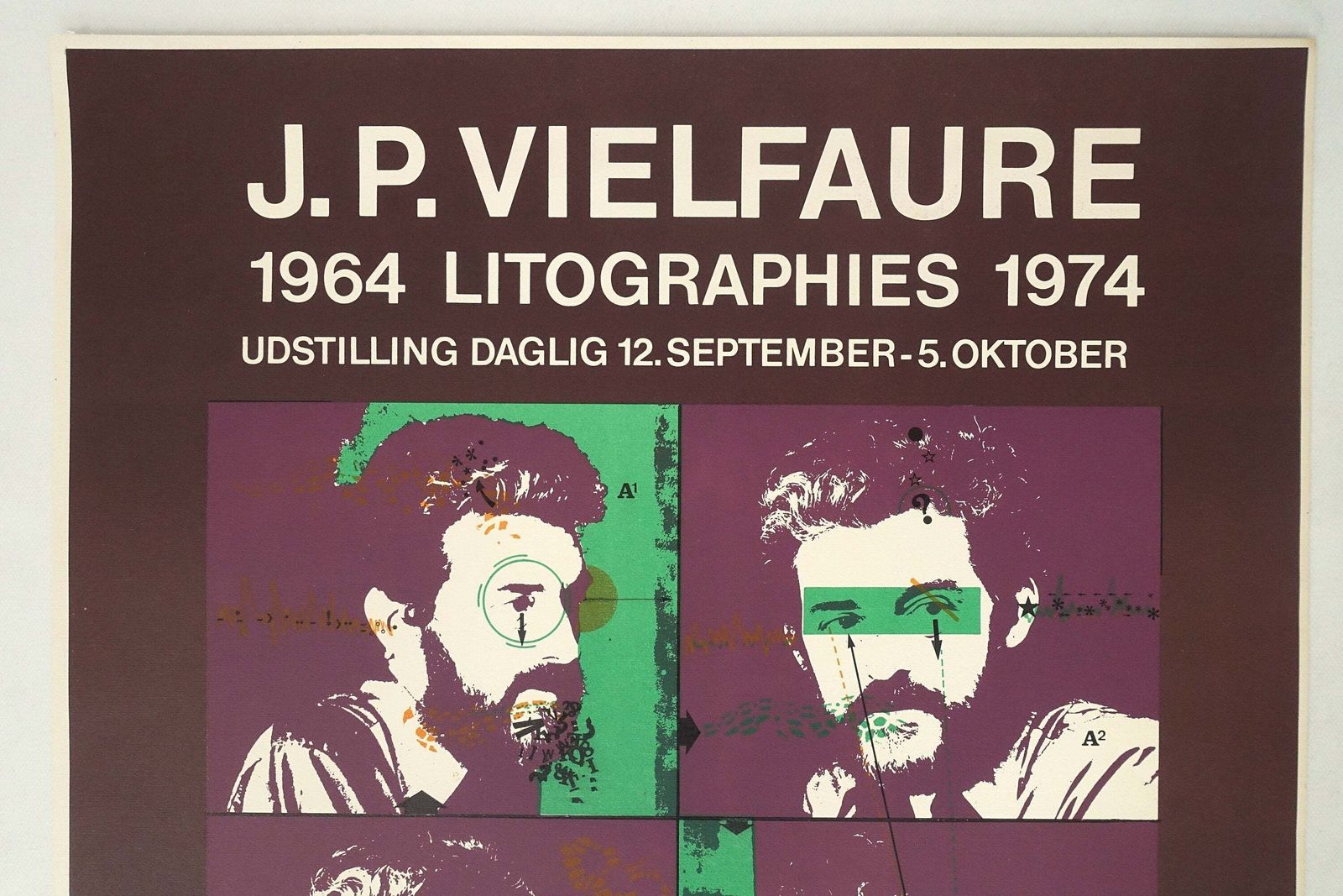 1974 Vielfaure Art Exhibition Poster   Original Vintage Poster photo Art