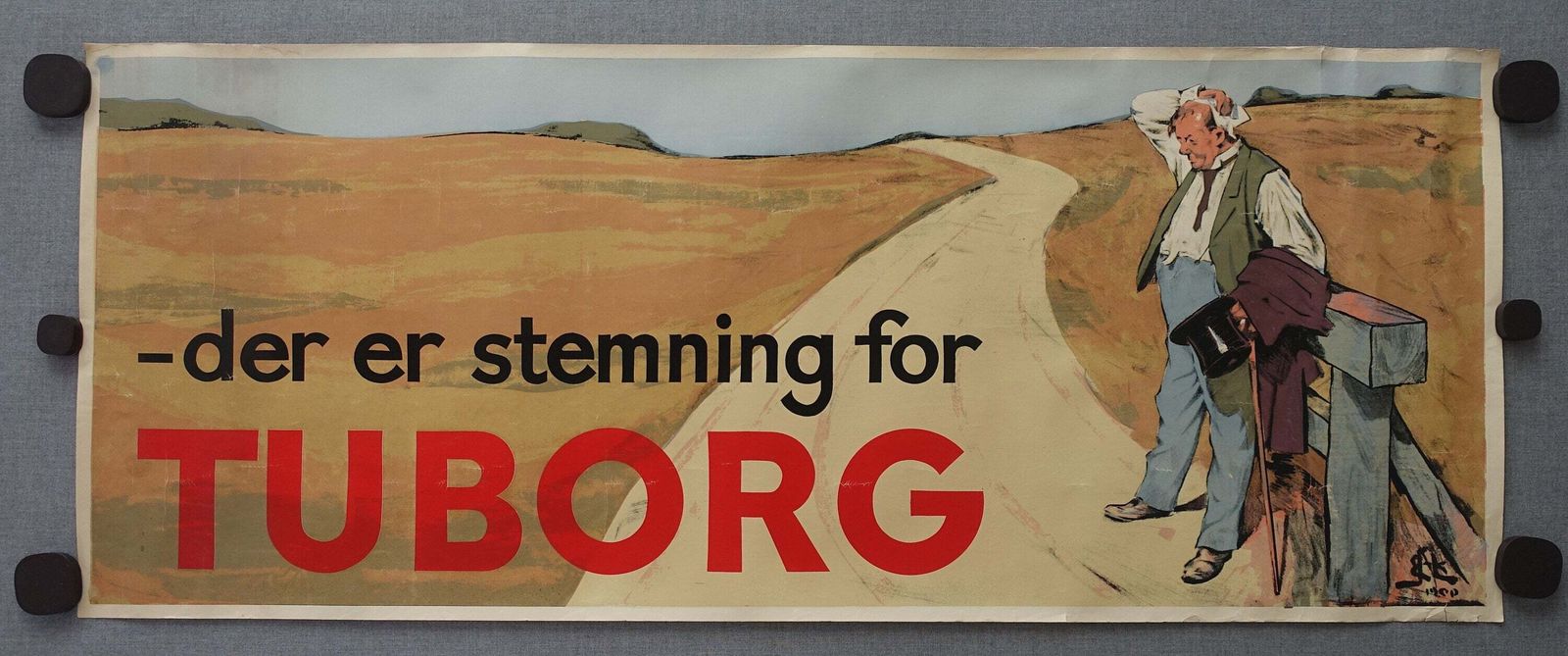 1950s Tuborg Beer Commercial "The Thirsty Man" (Super Wide Version)   Original Vintage Poster photo furniture