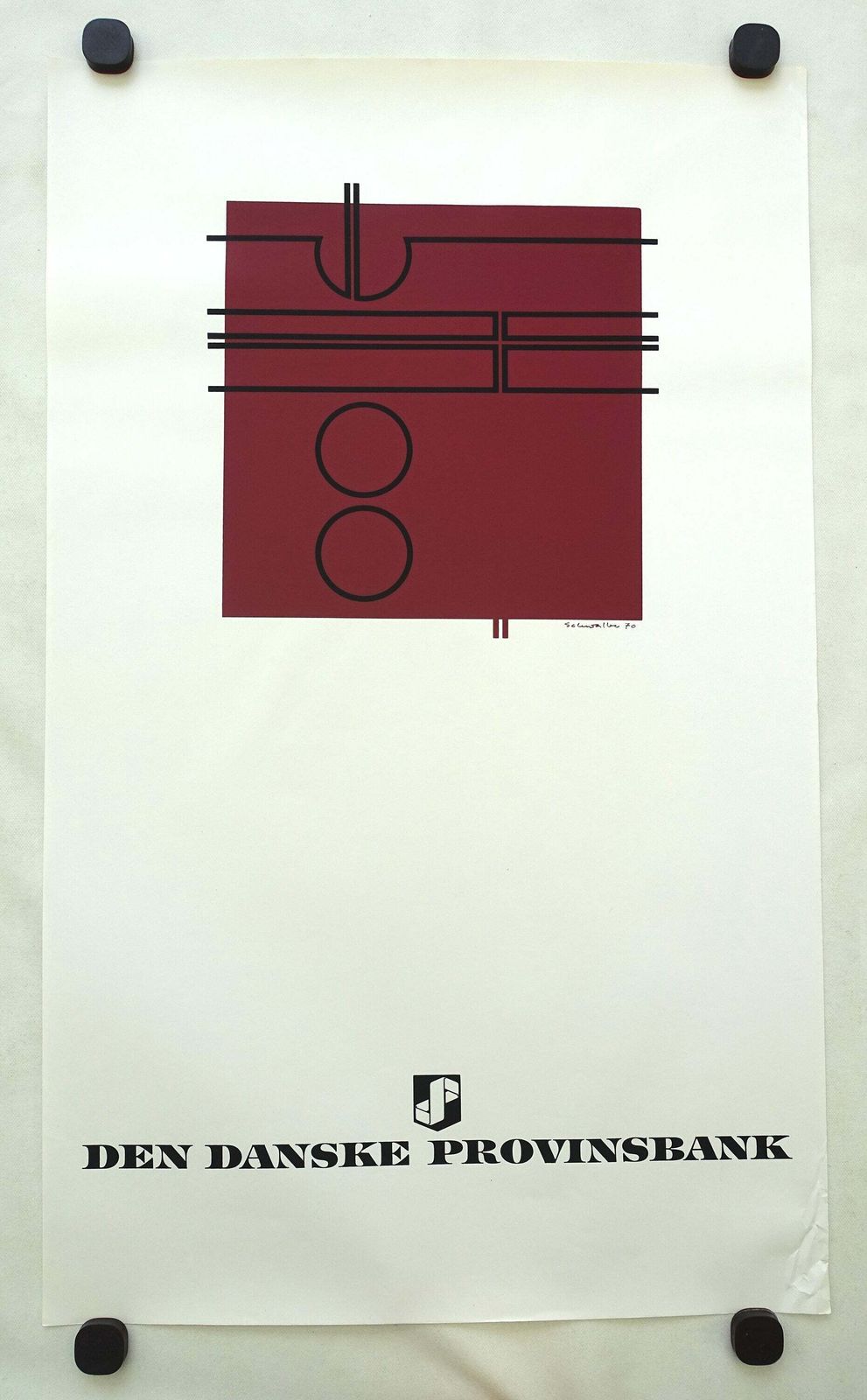 1970 Danish Modern Art (Rose) By Ole Schwalbe   Original Vintage Poster photo furniture