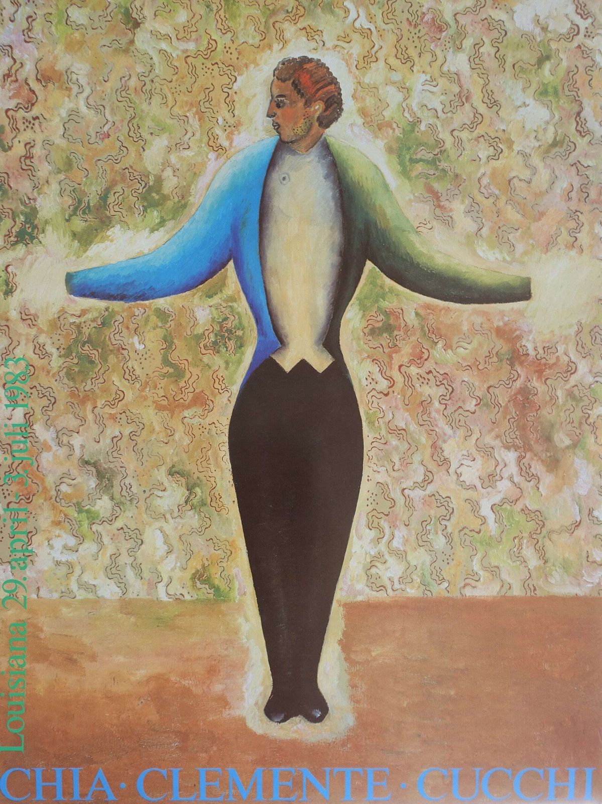 1983 Chia – Clemente – Cucchi On Louisiana Museum Of Modern Art   Original Vintage Poster