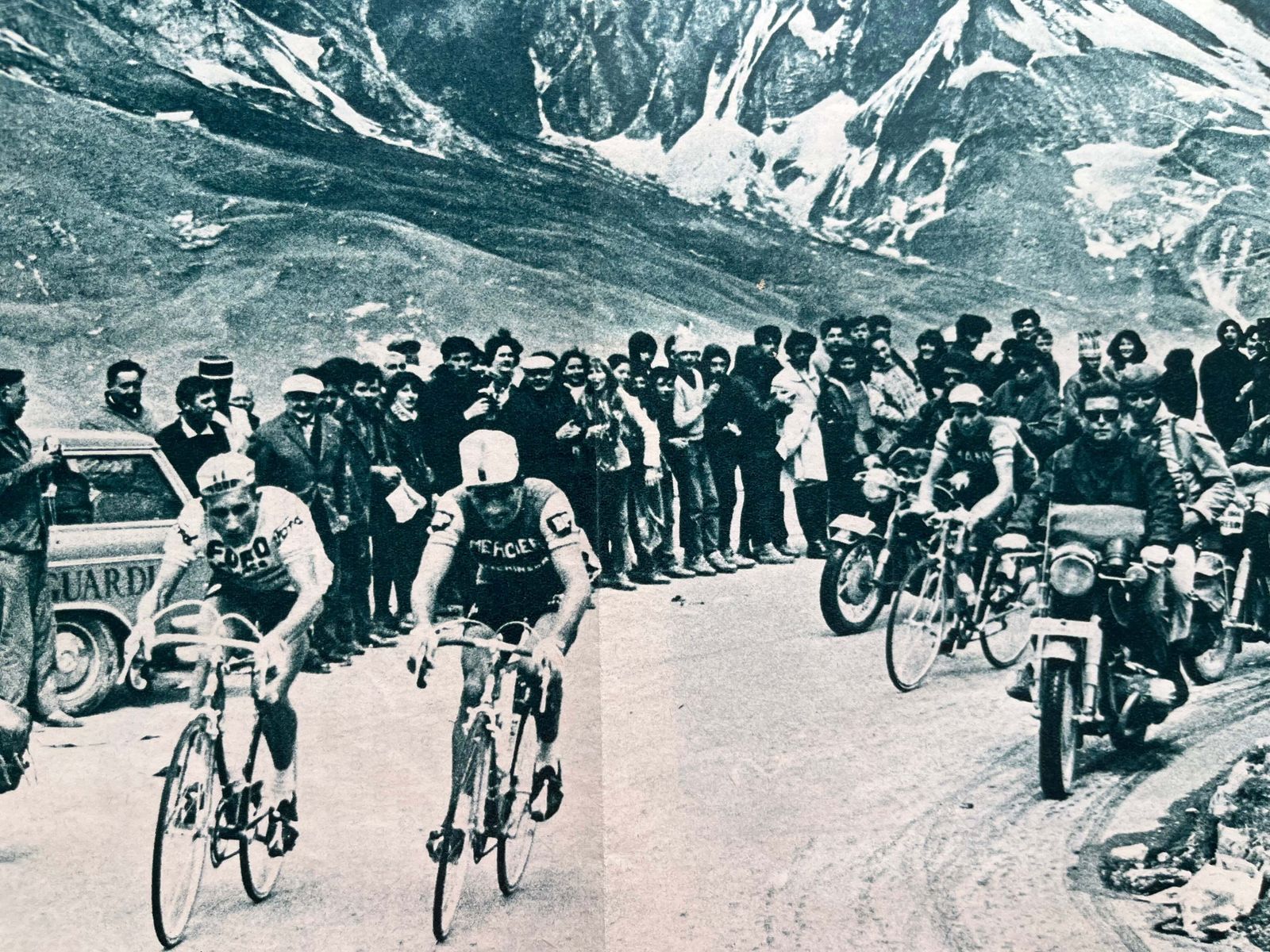Tour De France Vintage Print  Jacques Anquetil Raymond Poulidor Galibier 1965 photo for sale