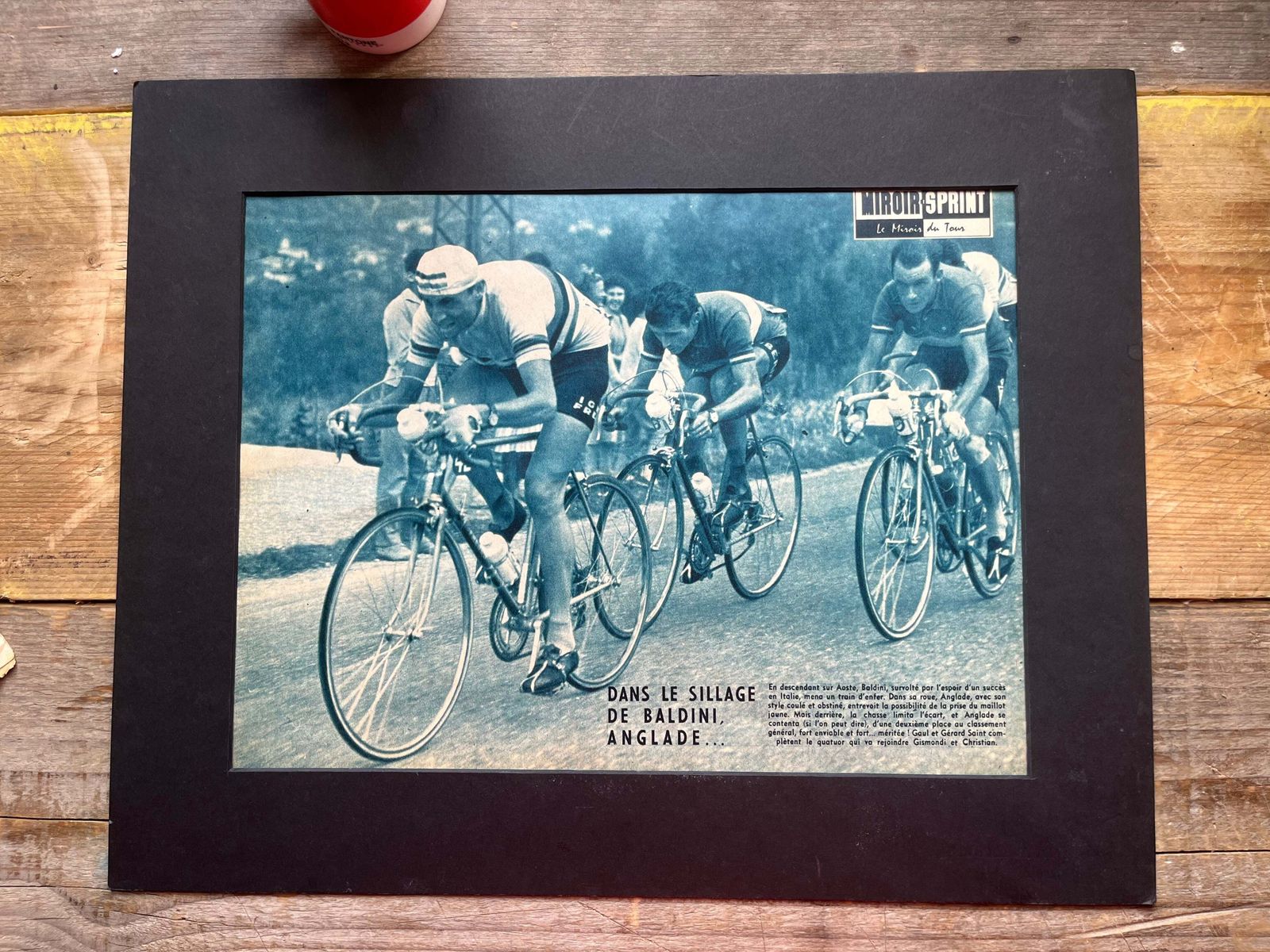 Vintage Cycling Print   Tour De France, Baldini/Anglade, Original 1950s