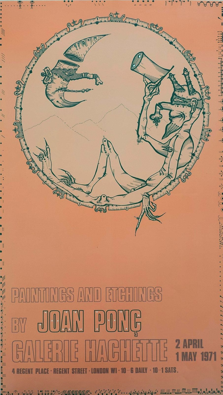 1971 Joan Ponc At Galerie Hachette Art Exhibition Poster   Original Vintage Poster