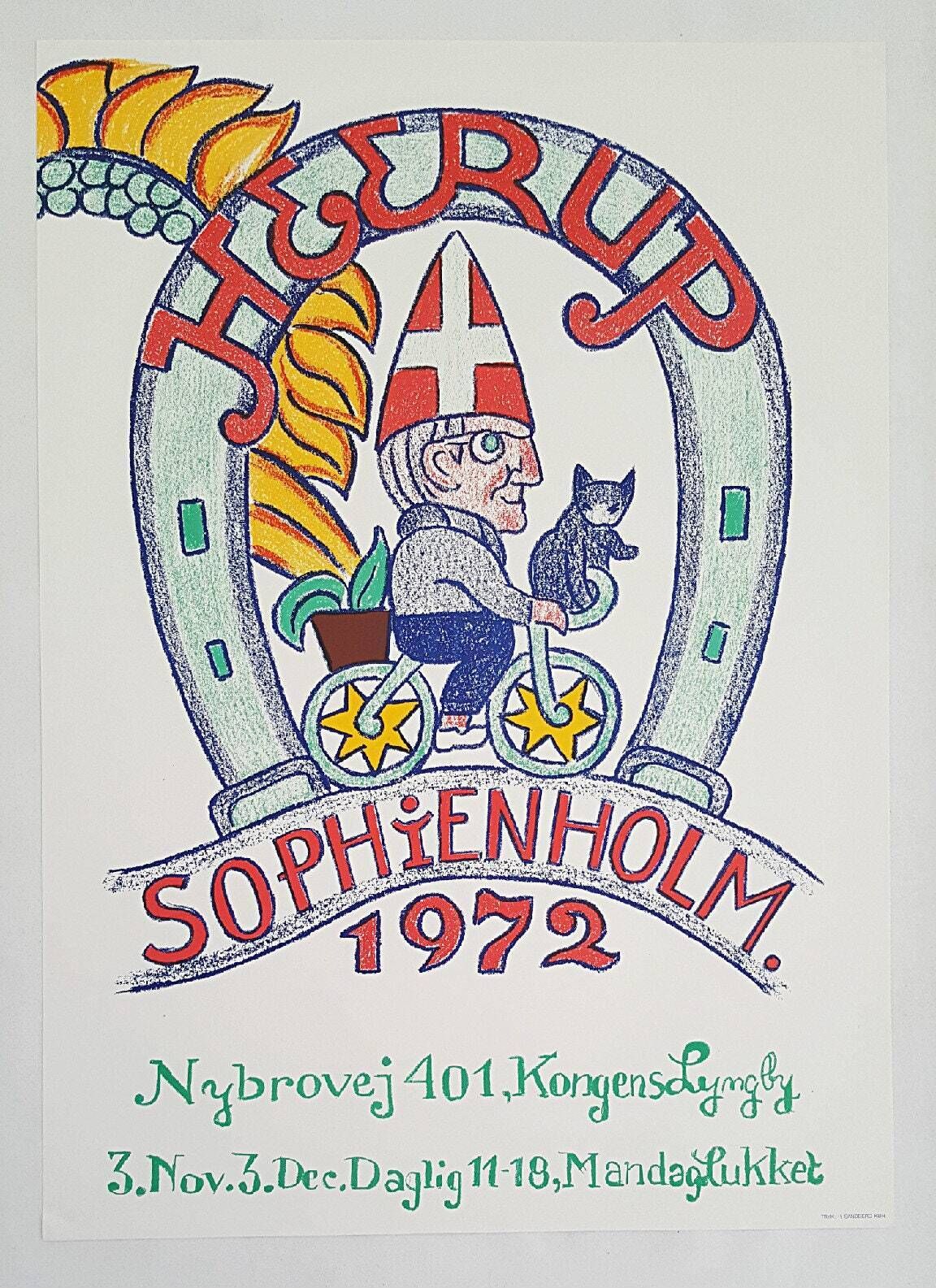1972 Henry Heerup Bicycle Exhibition Poster   Original Vintage Poster photo furniture