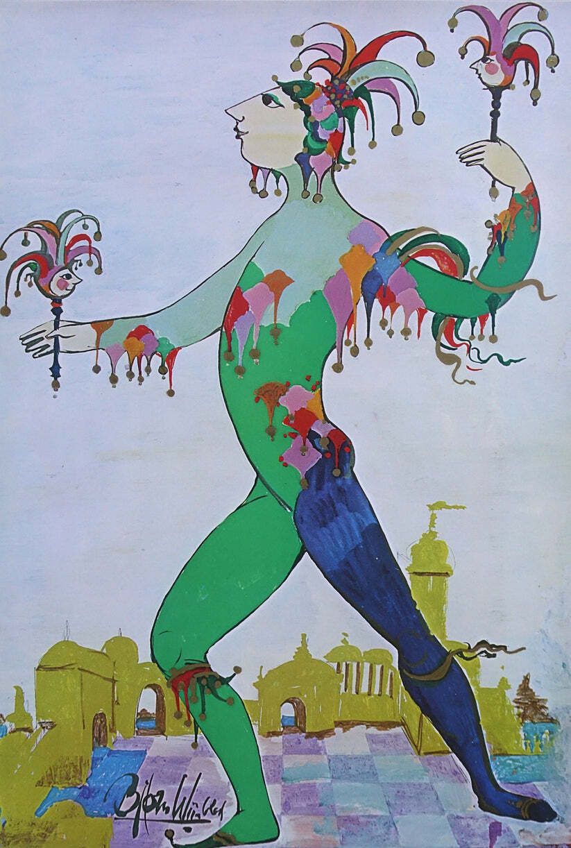 1970s "The Jester" From The Little Mermaid By Bjørn Wiinblad  Original Vintage Poster
