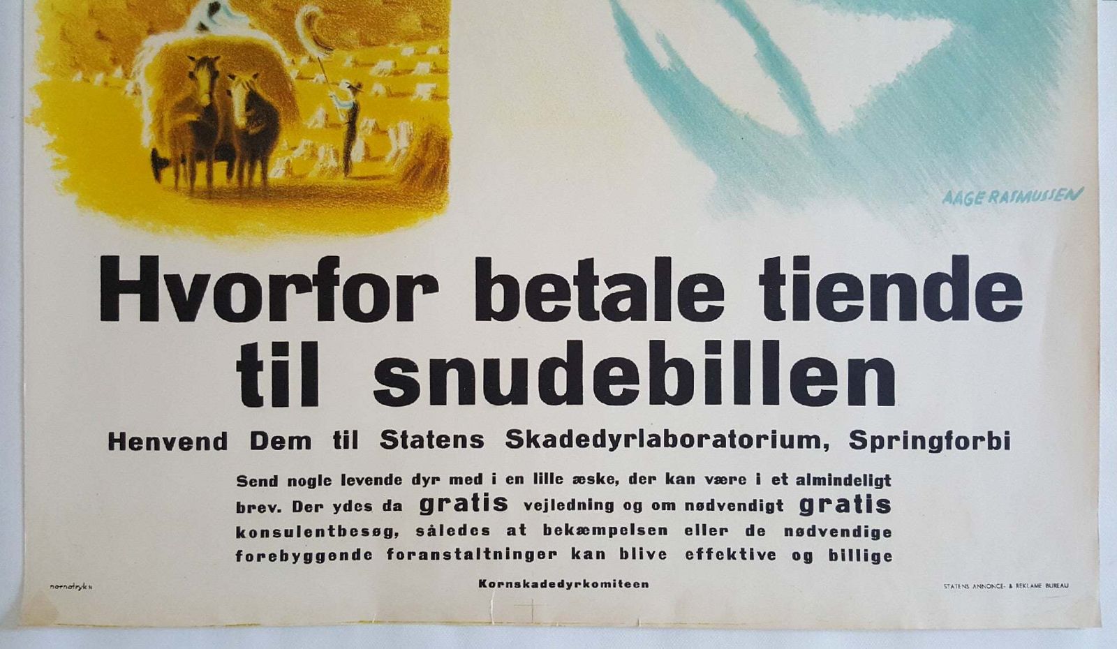 1940s Pest Campaign Poster By Aage Rasmussen   Original Vintage Poster photo for sale