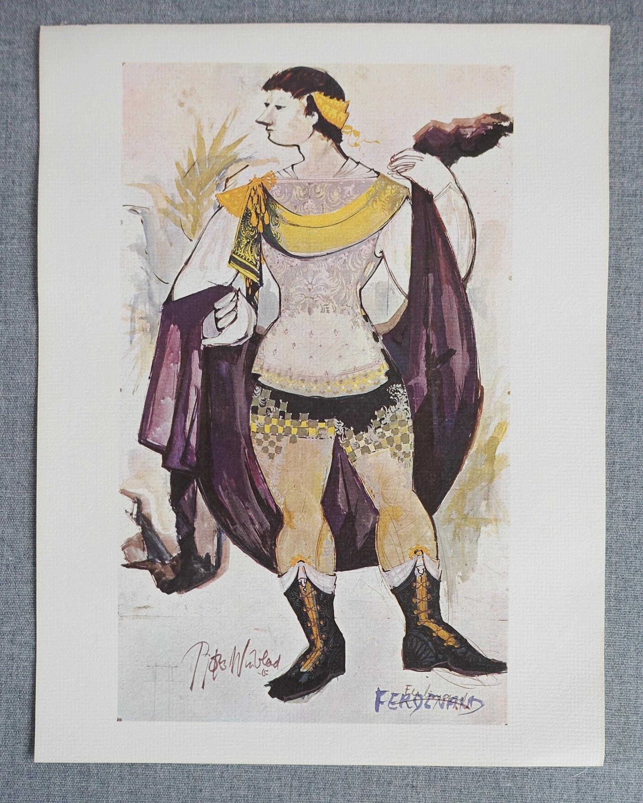 1965 Prince Ferdinand Of Naples By Wiinblad   Original Vintage Mini Poster photo furniture