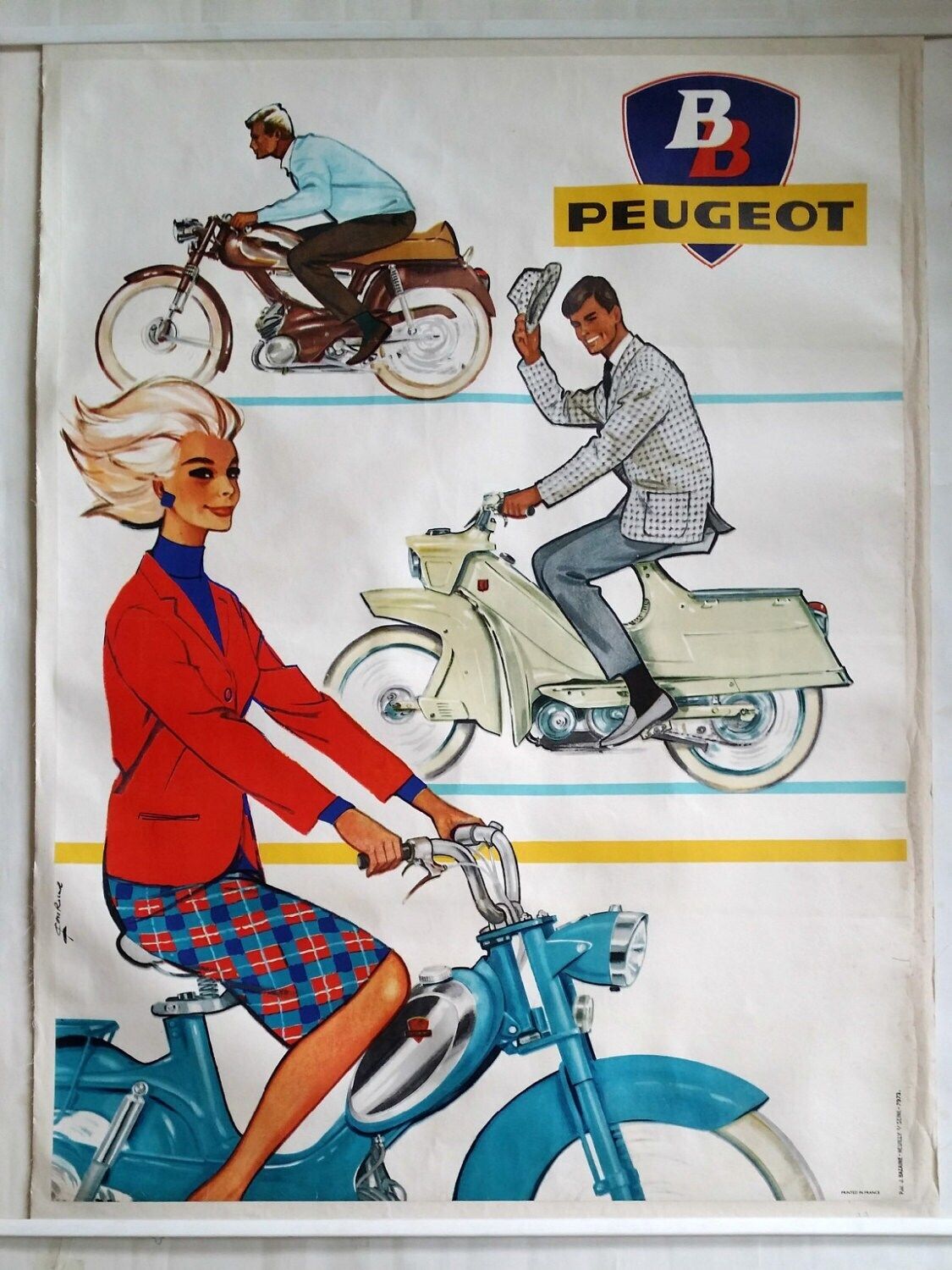 1950s Peugeot Advertisement By Couronne I   Original Vintage Poster photo furniture