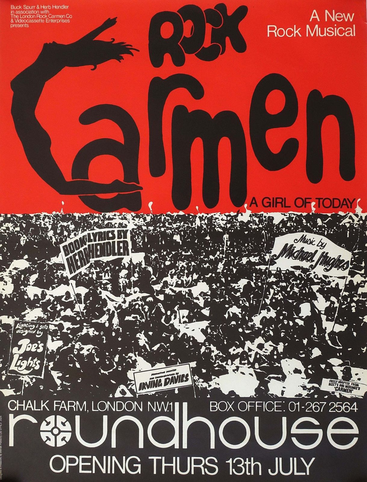 Jaren 1970 Rock Carmen Musical at Roundhouse London – Vintage Poster