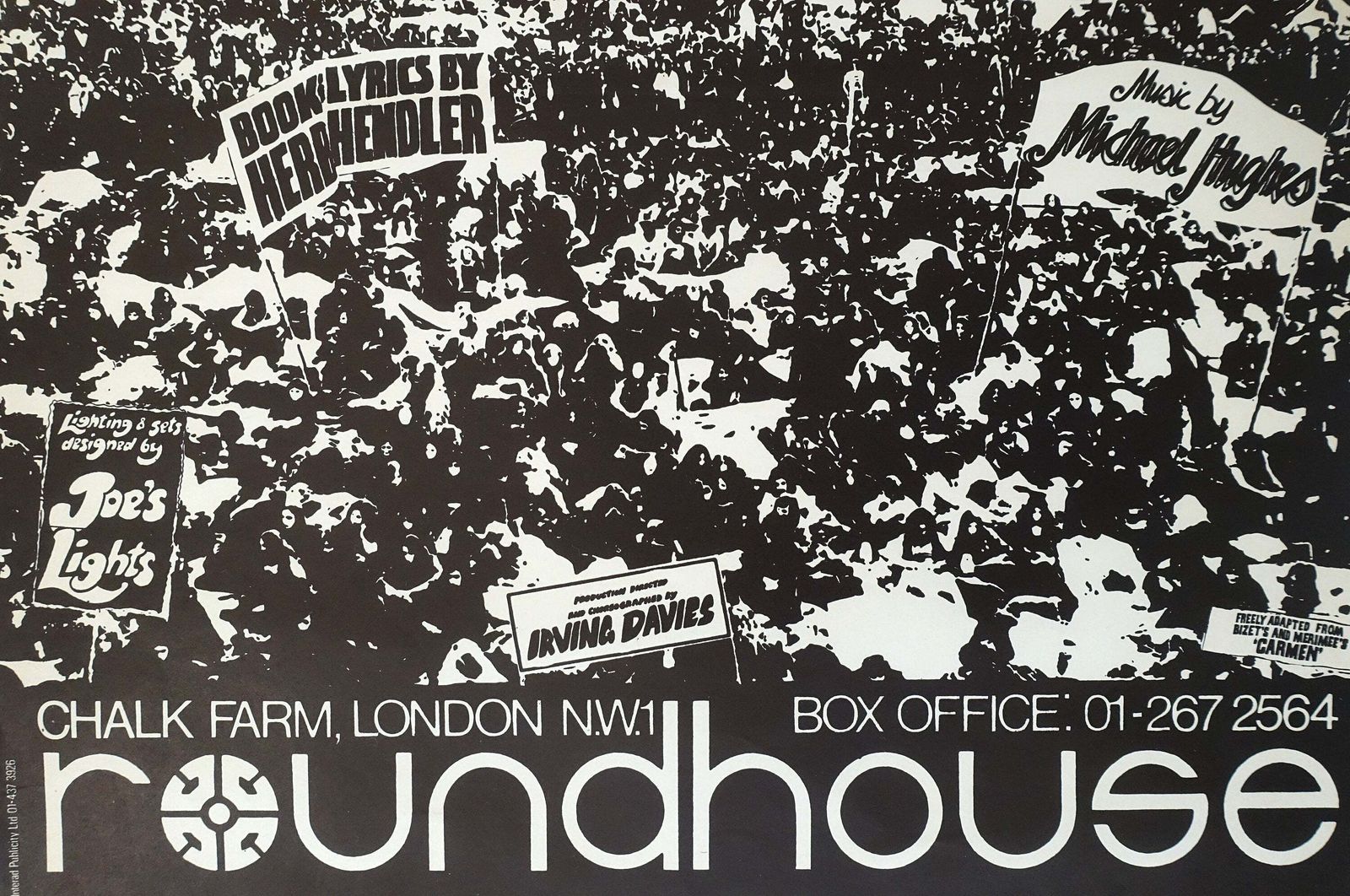 Jaren 1970 Rock Carmen Musical at Roundhouse London – Vintage Poster photo Kunst