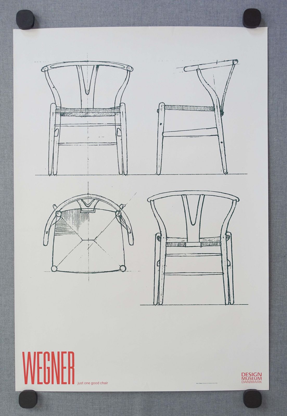 2014 Wegner Wishbone Chair Schetsontwerp Design Museum Denmark – Vintage Poster photo furniture
