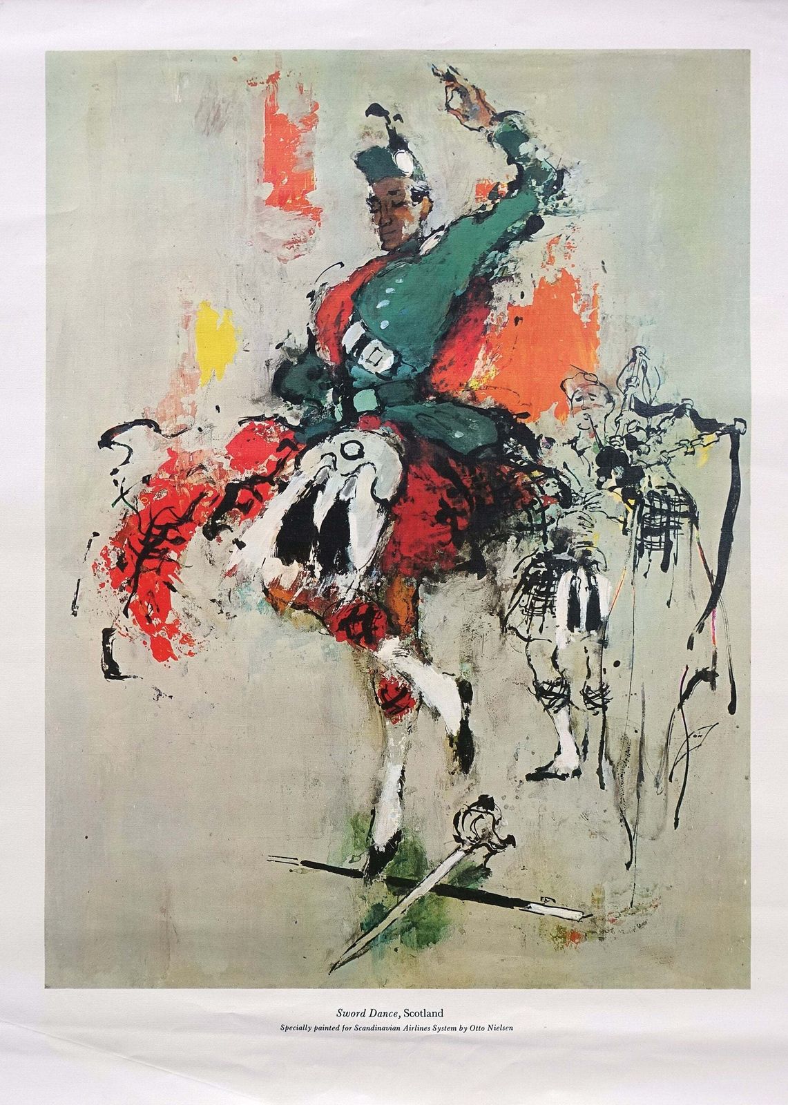 1966 Sas Airlines Poster (Sword Dance)   Original Vintage Poster