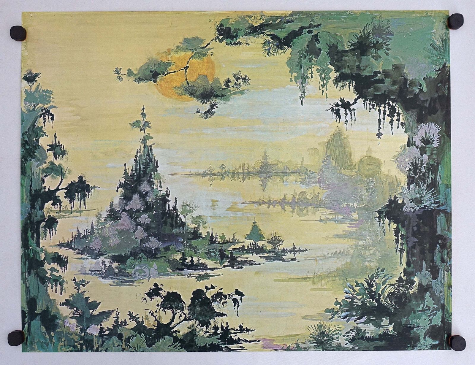 1980s Bjørn Wiinblad Lake Landscape (Stage Play Artwork)   Original Vintage Poster photo furniture