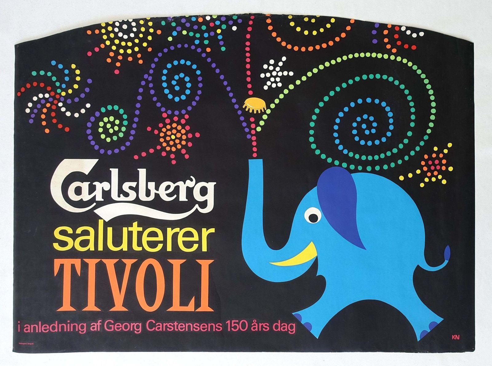 1962 Carlsberg Tivoli Elephant Celebration Poster   Original Vintage Poster photo furniture