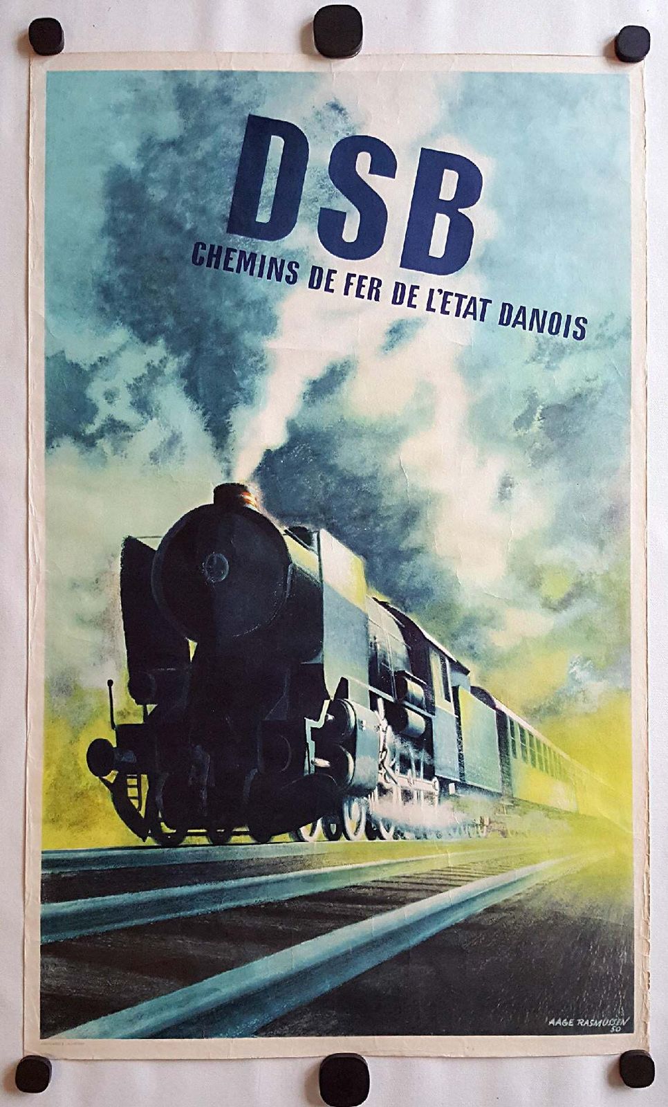 1950 Steam Locomotive By Aage Rasmussen For Danish State Rails   Original Vintage Poster photo furniture