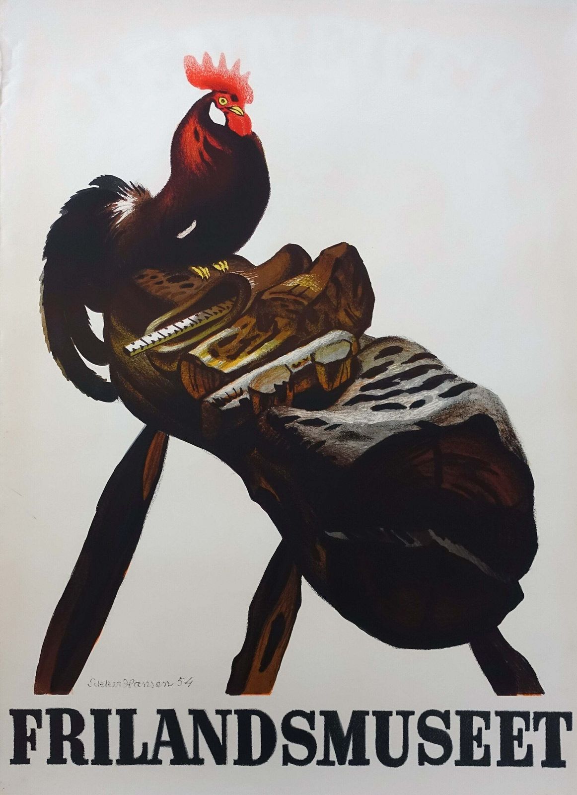 1954 Frilandsmuseet By Sikker Hansen (Danish Open Air Museum)   Original Vintage Poster