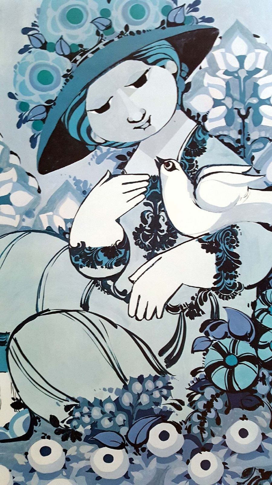 1980s Wiinblad Blue Lady   Original Vintage Poster photo for sale
