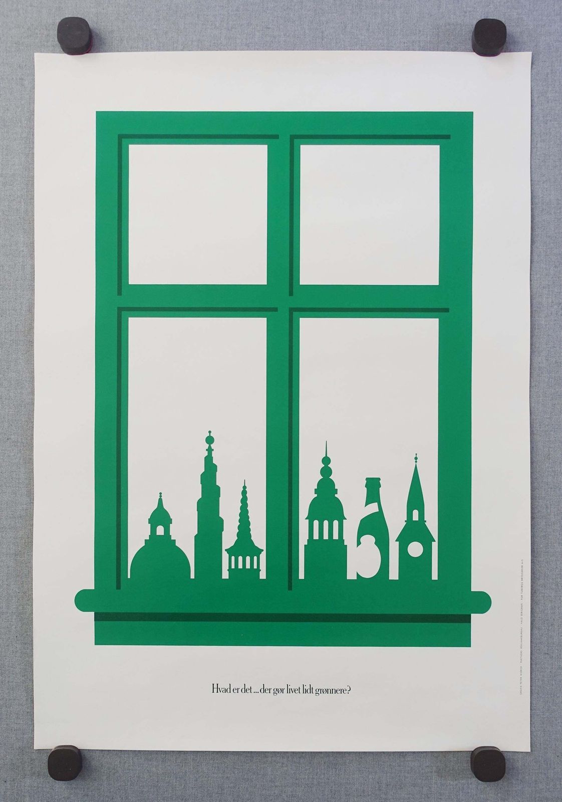 1985 Tuborg Beer Advertisement (Copenhagen Skyline)   Original Vintage Poster photo furniture