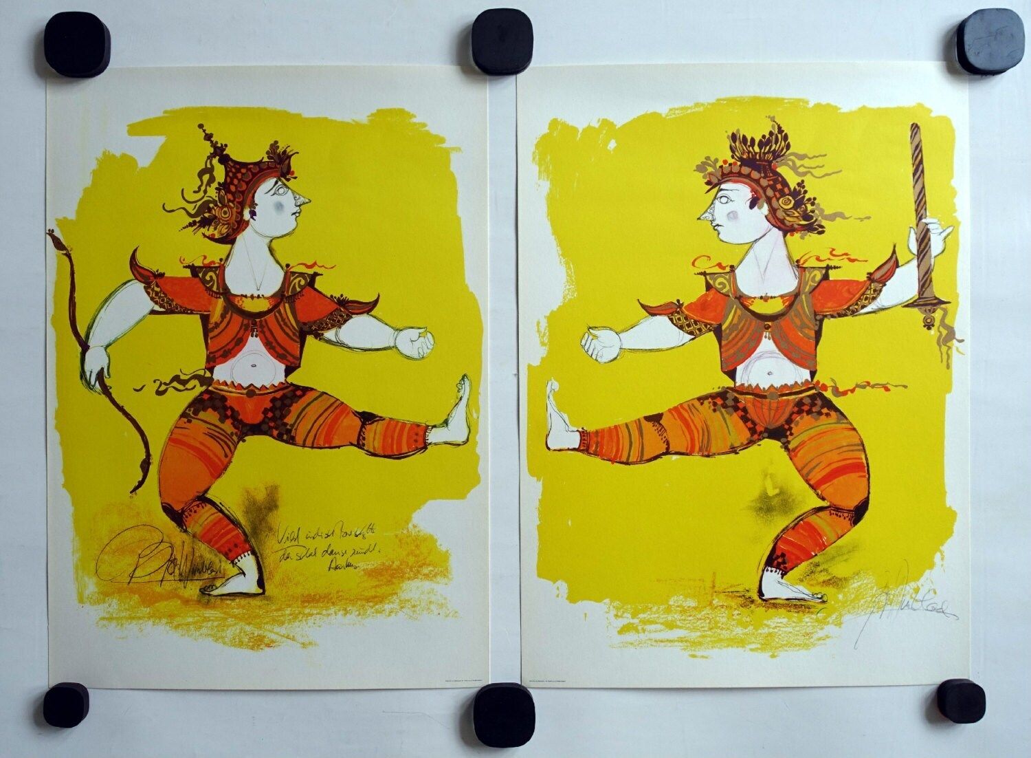 1968 "Siamese Warriors" Van Bjørn Wiinblad (Twee Posters) – Vintage Poster photo furniture