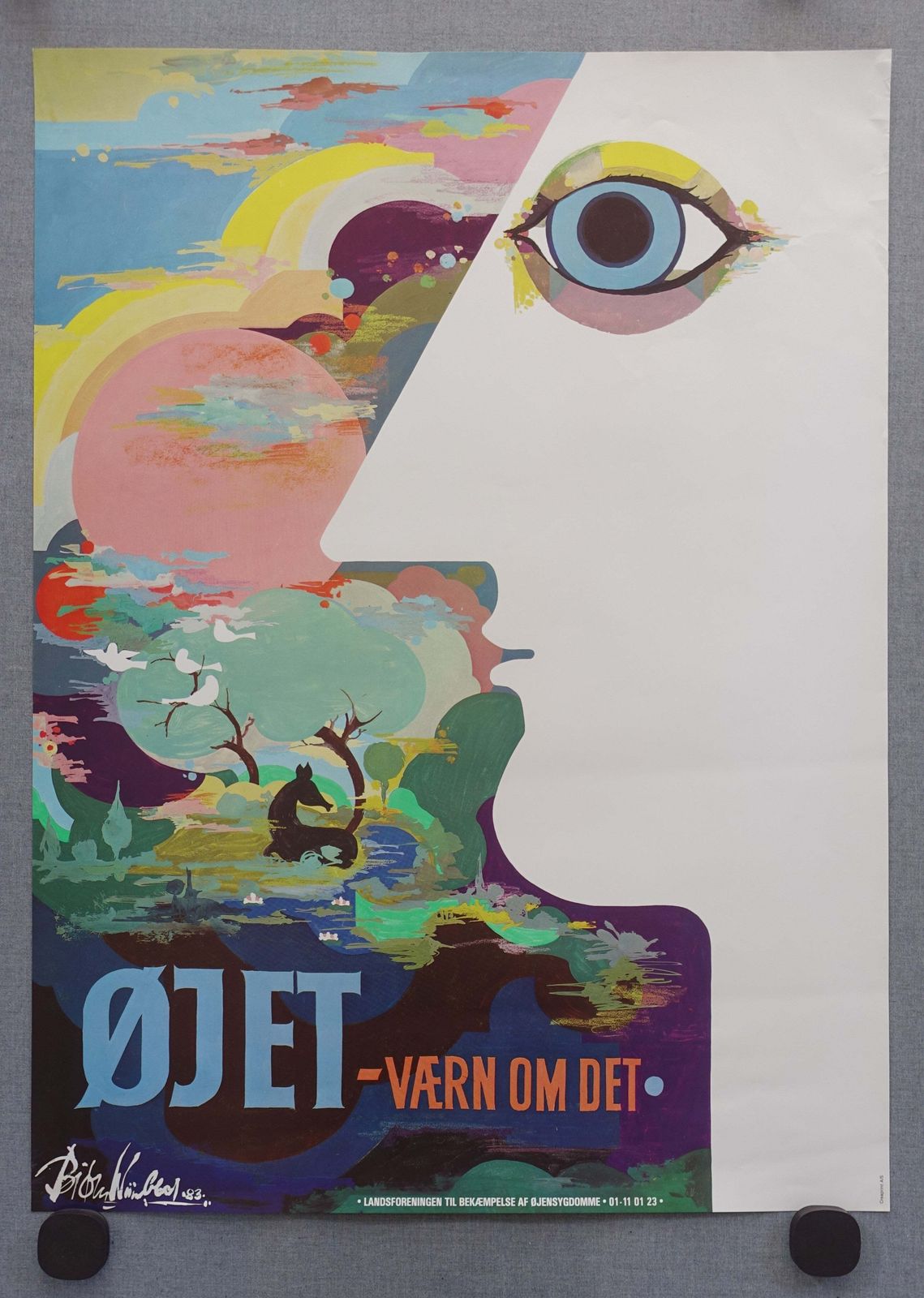 1983 Bjørn Wiinblad's "The Eye"   Original Vintage Poster