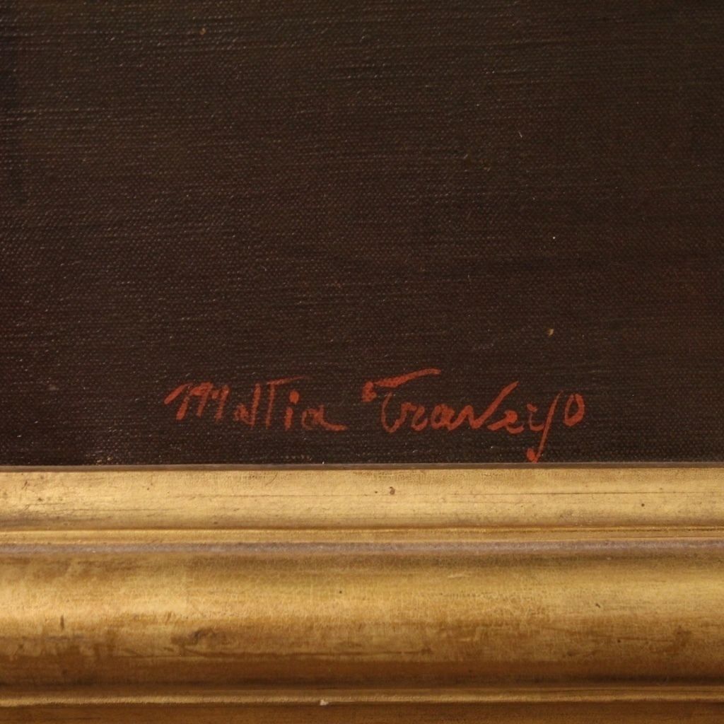 Italian Popular Scene Painting Signed Mattia Traverso From 20th Century photo vinterior