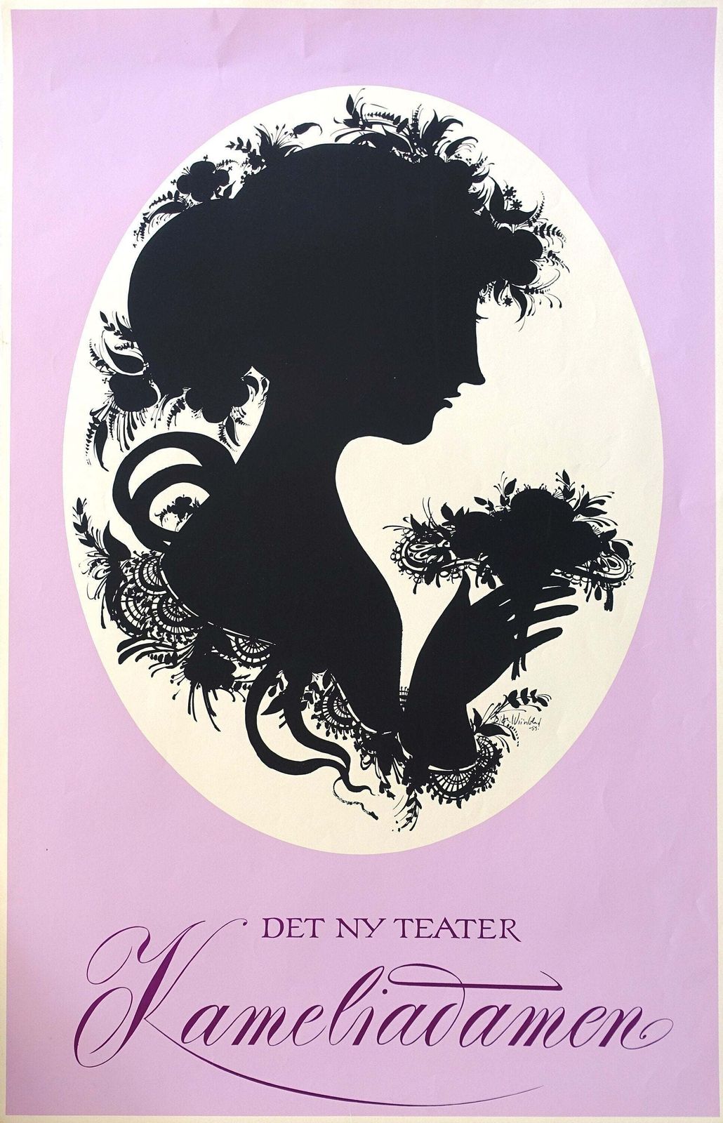 1959 Wiinblad's Lady Of The Camellias (Pink Text Version)   Original Vintage Poster