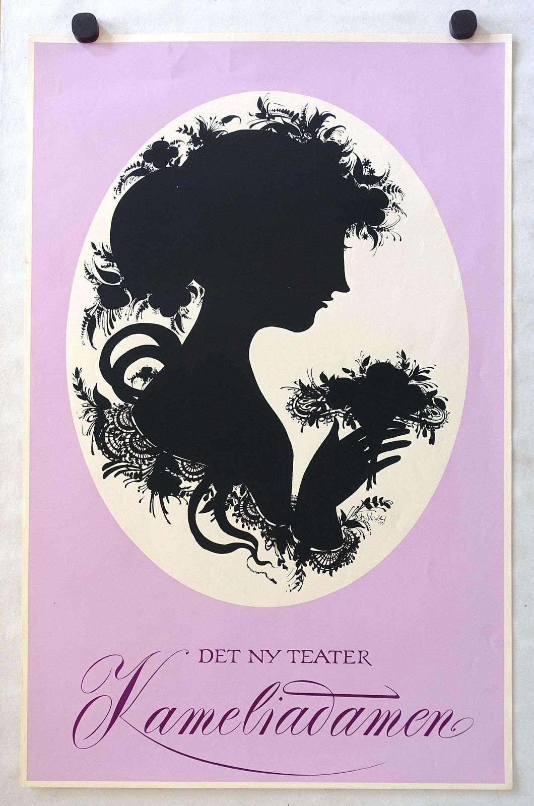 1959 Wiinblad's Lady Of The Camellias (Pink Text Version)   Original Vintage Poster photo furniture
